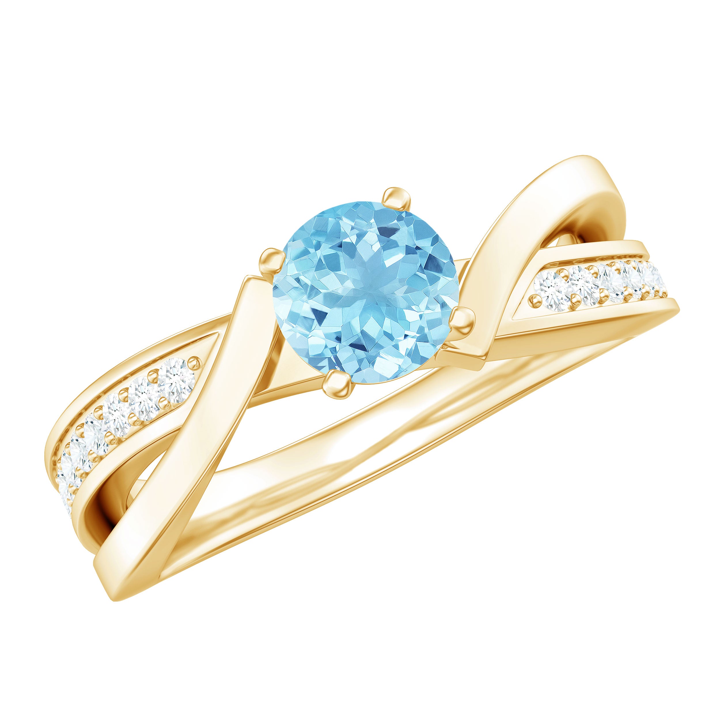 Natural 0.8 Carat Aquamarine and Diamond Infinity Engagement Ring AAA - Rosec Jewels