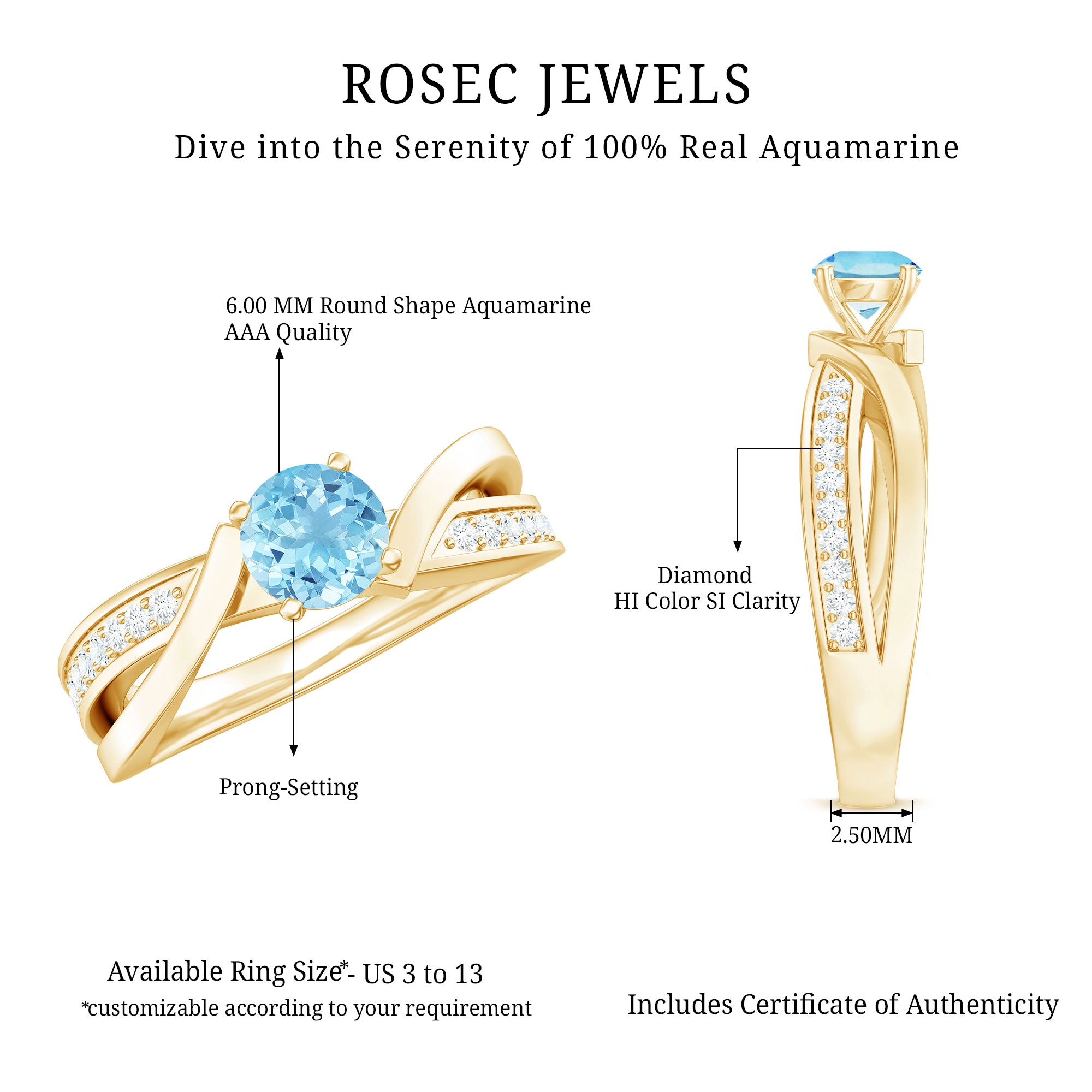 Rosec Jewels-Natural 0.8 Carat Aquamarine and Diamond Infinity Engagement Ring