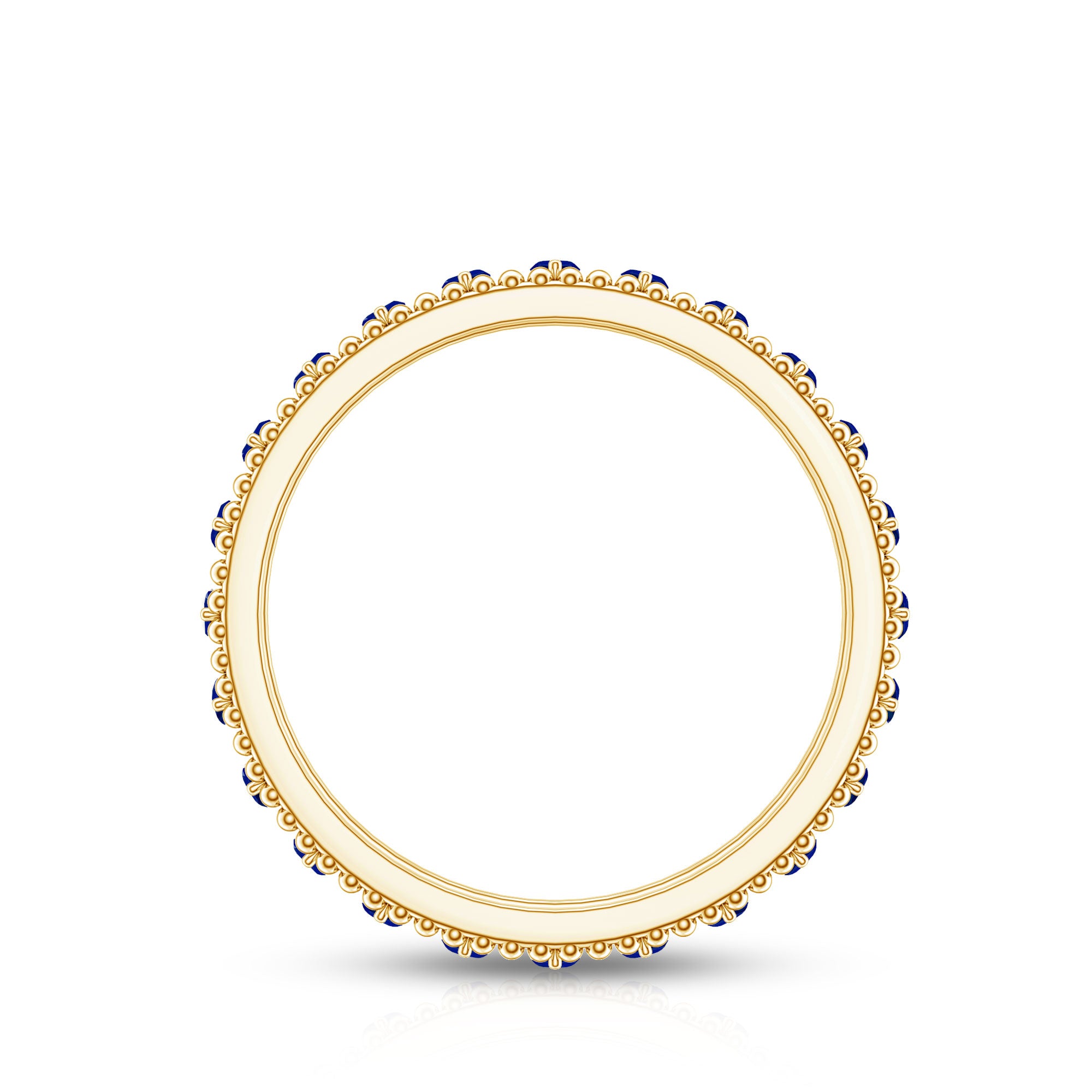 Marquise Cut Created Blue Sapphire Eternity Band with Beaded Detailing AAAA - Rosec Jewels