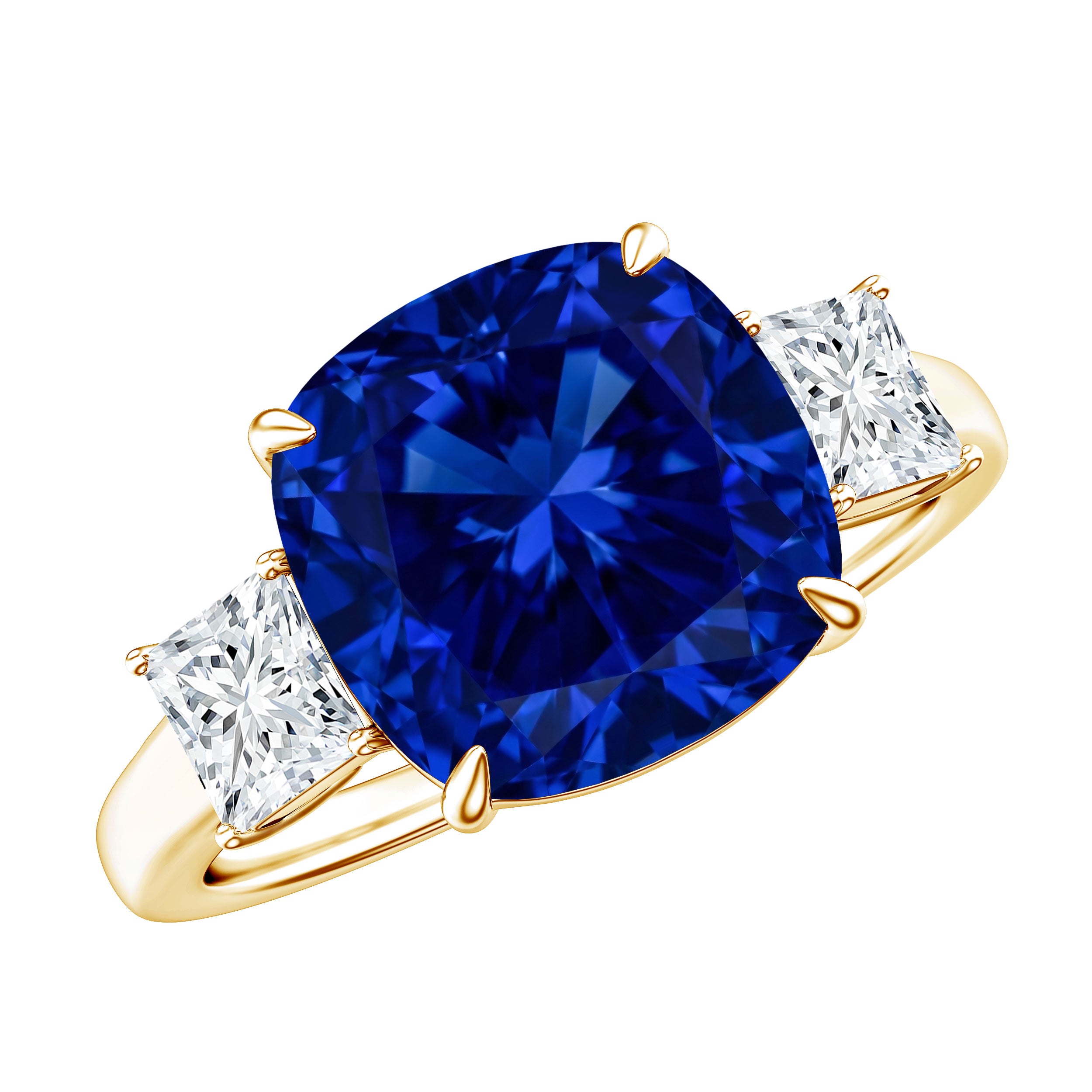 Certified 5.98 Carat Lab Grown Blue Sapphire Big Engagement Ring with Moissanite AAAA - Rosec Jewels
