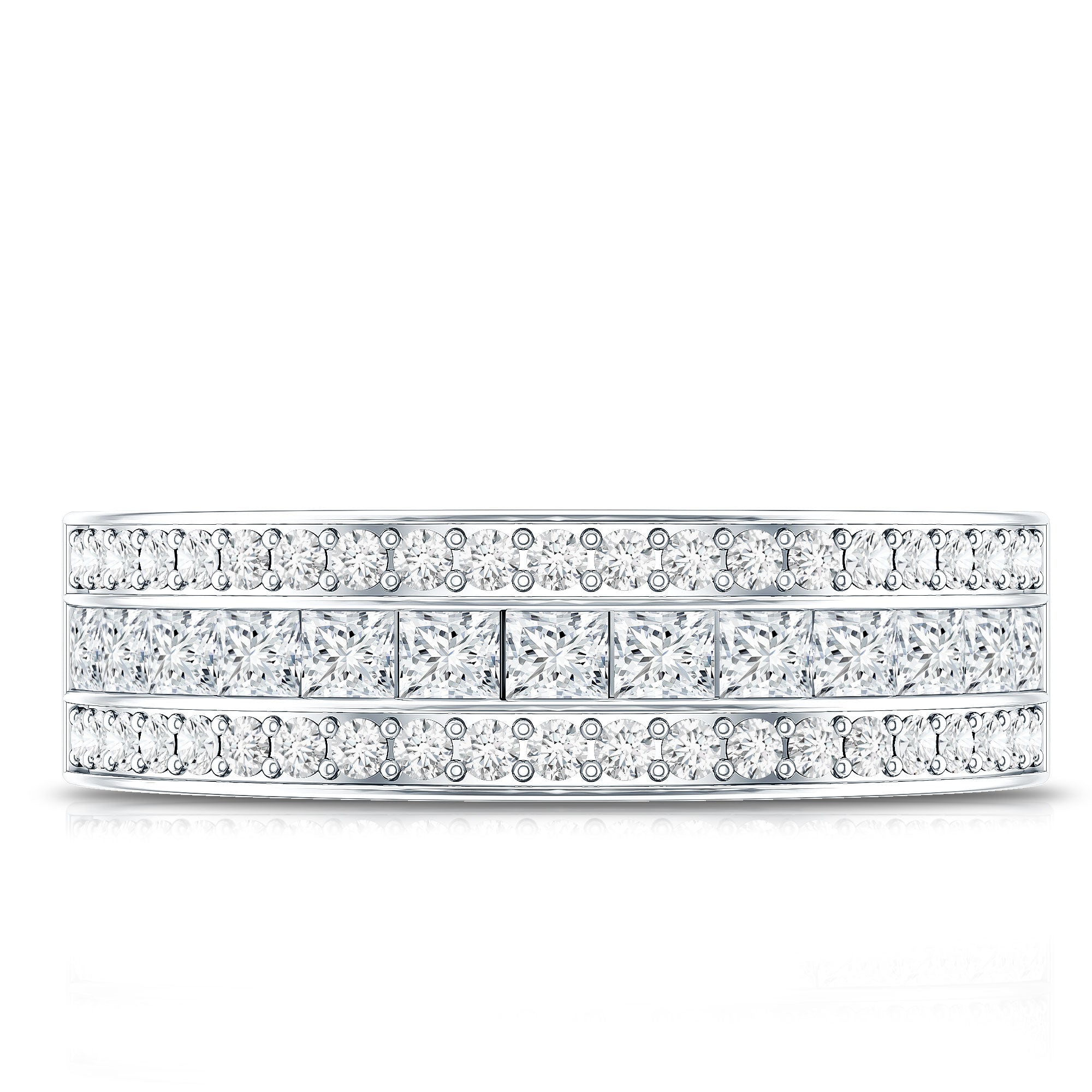 Moissanite 3 Row Eternity Band Ring for Women D-VS1 - Rosec Jewels