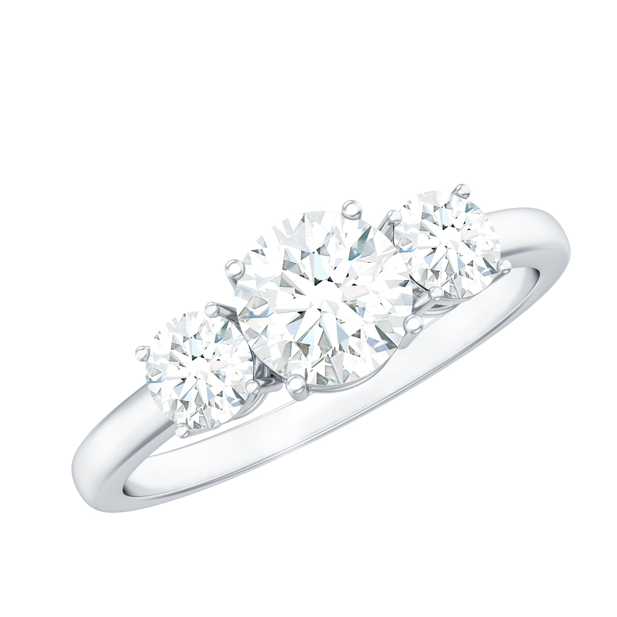 Certified Moissanite Three Stone Engagement Ring For Her