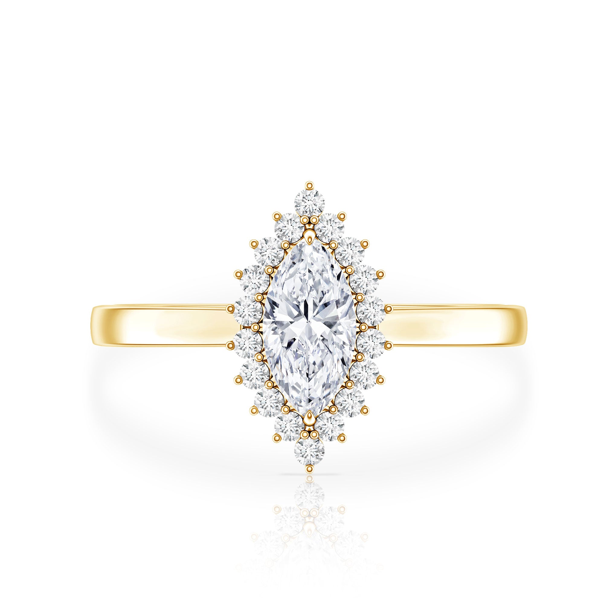 Certified Brilliant Cut Moissanite Marquise Engagement Ring D-VS1 - Rosec Jewels