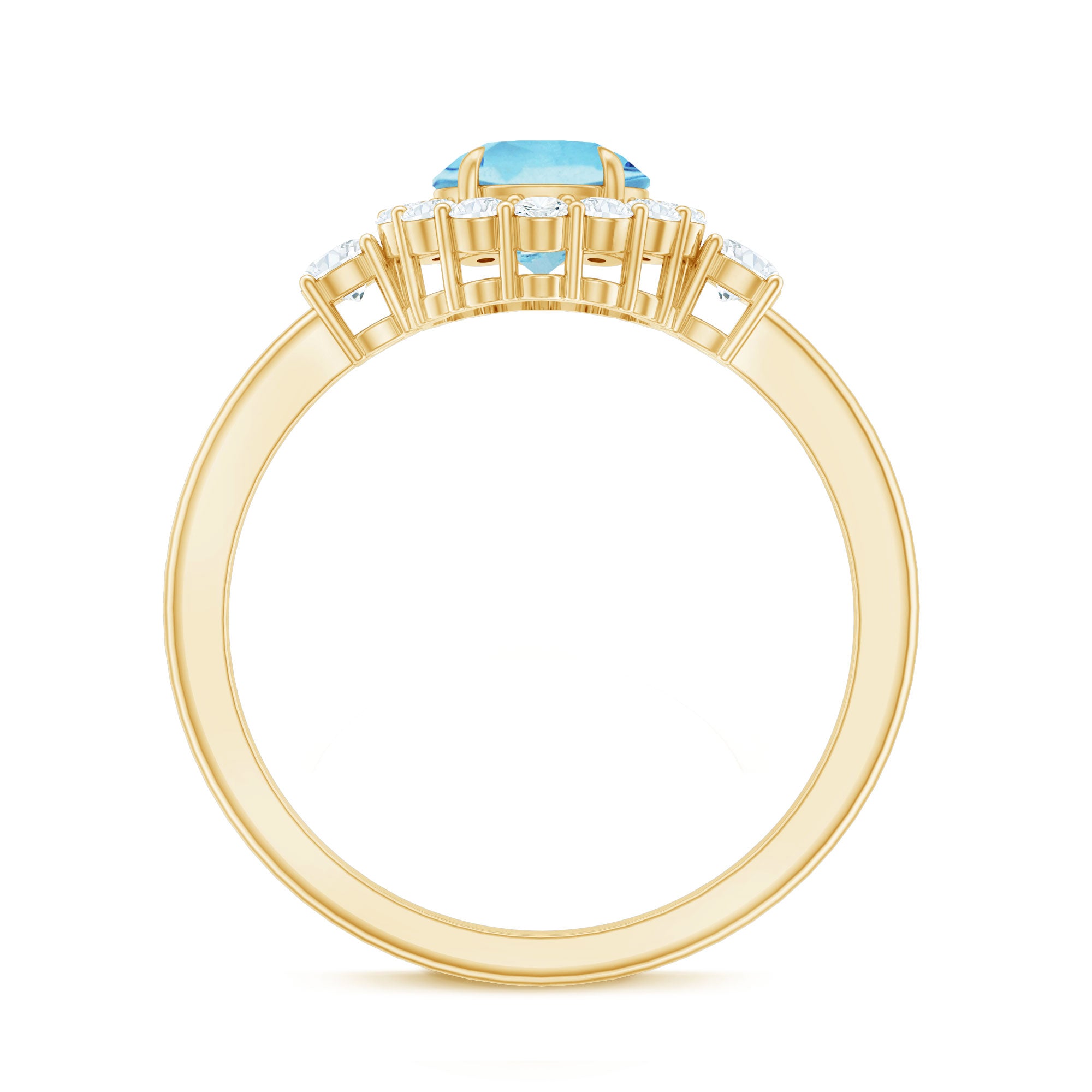 Rosec Jewels-Classic Aquamarine Engagement Ring with Diamond Halo