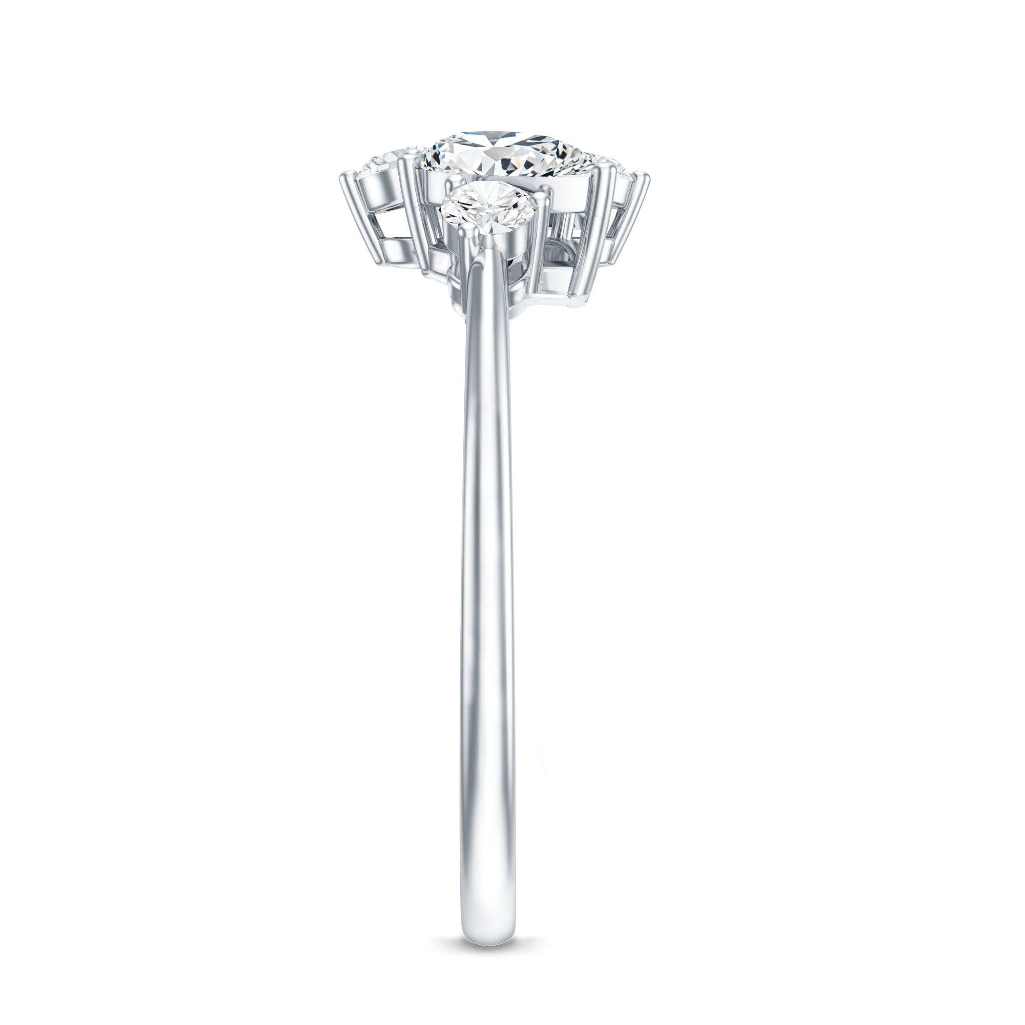 Pear and Round Moissanite Cluster Promise Ring D-VS1 - Rosec Jewels