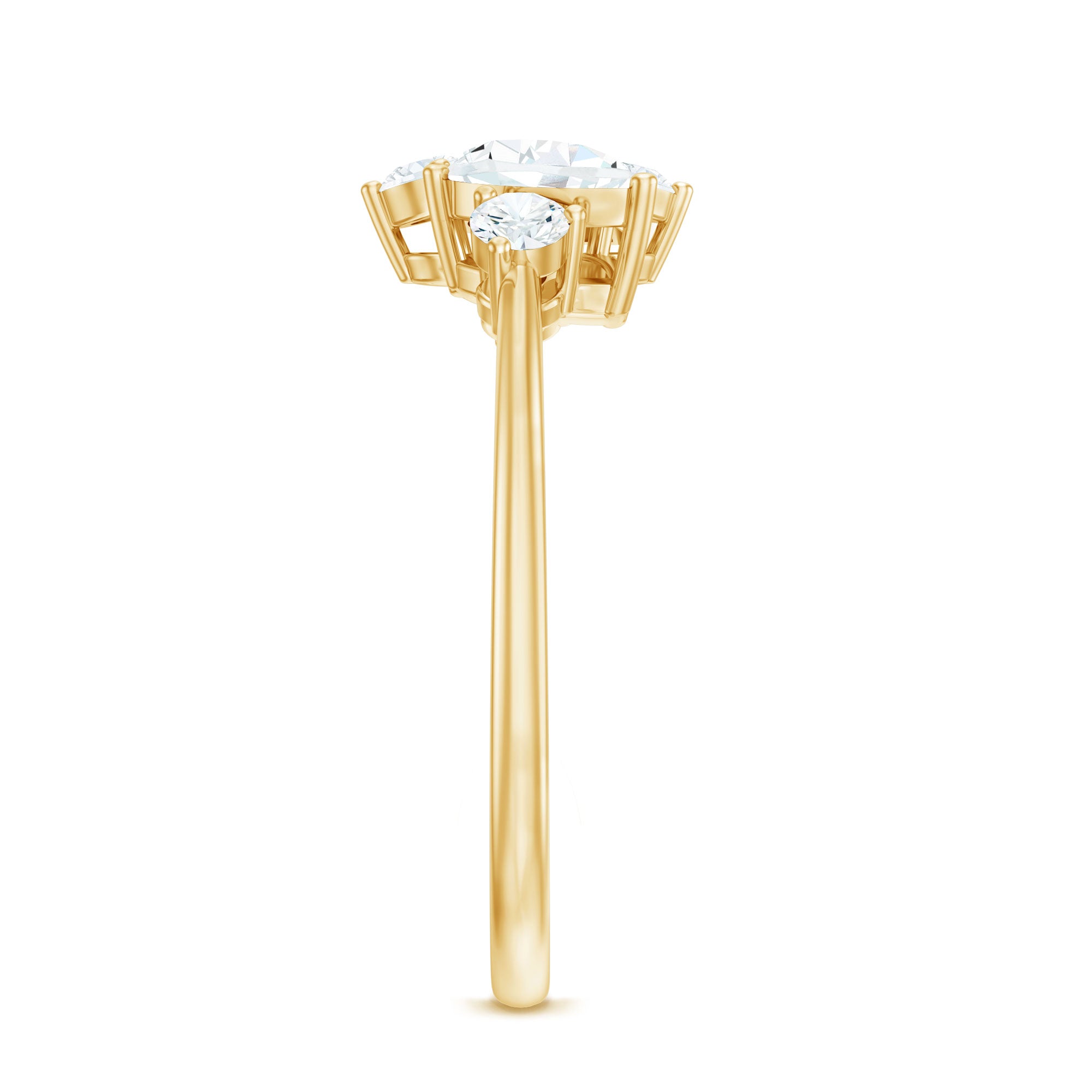 Pear and Round Moissanite Cluster Promise Ring D-VS1 - Rosec Jewels