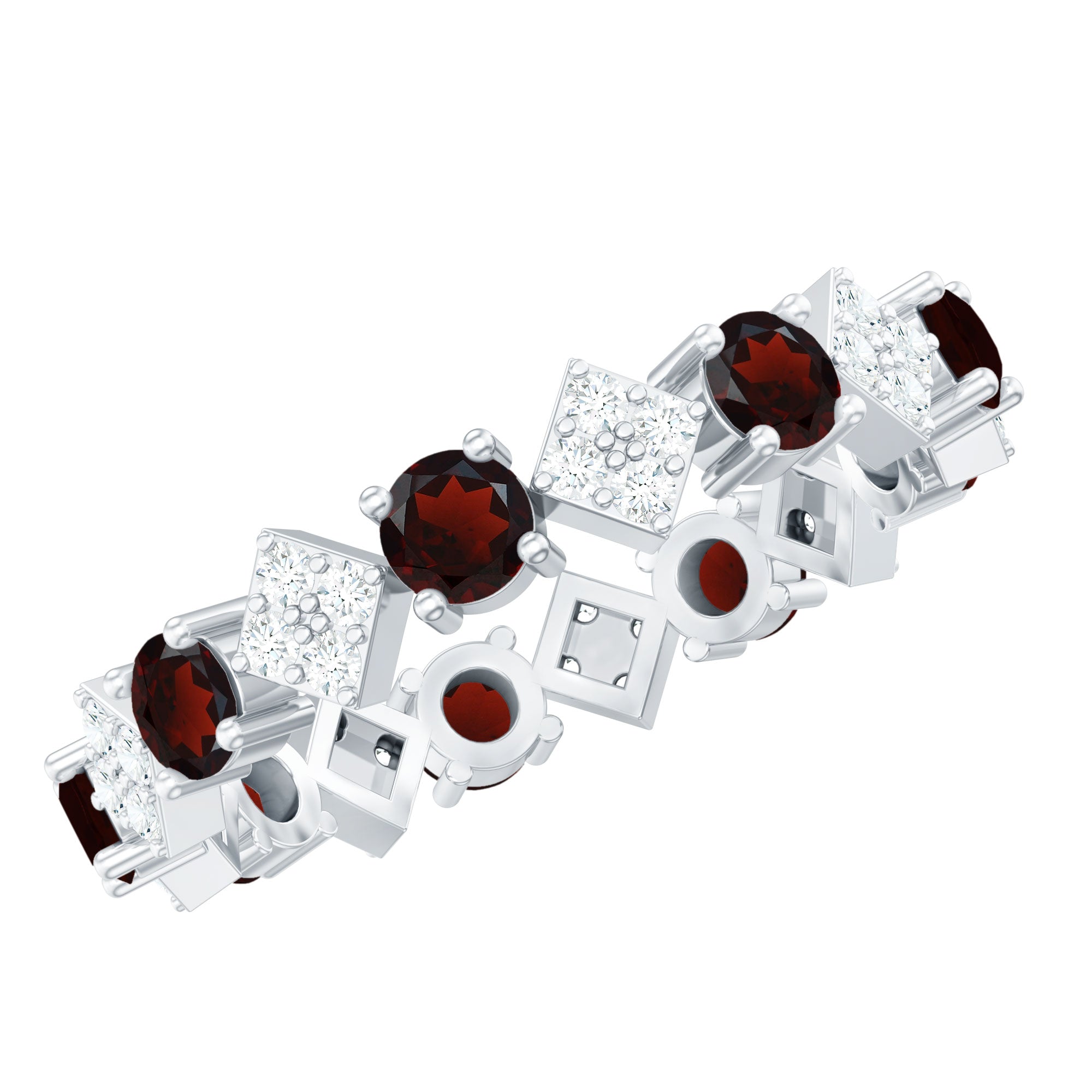 Certified Real Garnet Diamond Eternity Wedding Band Ring