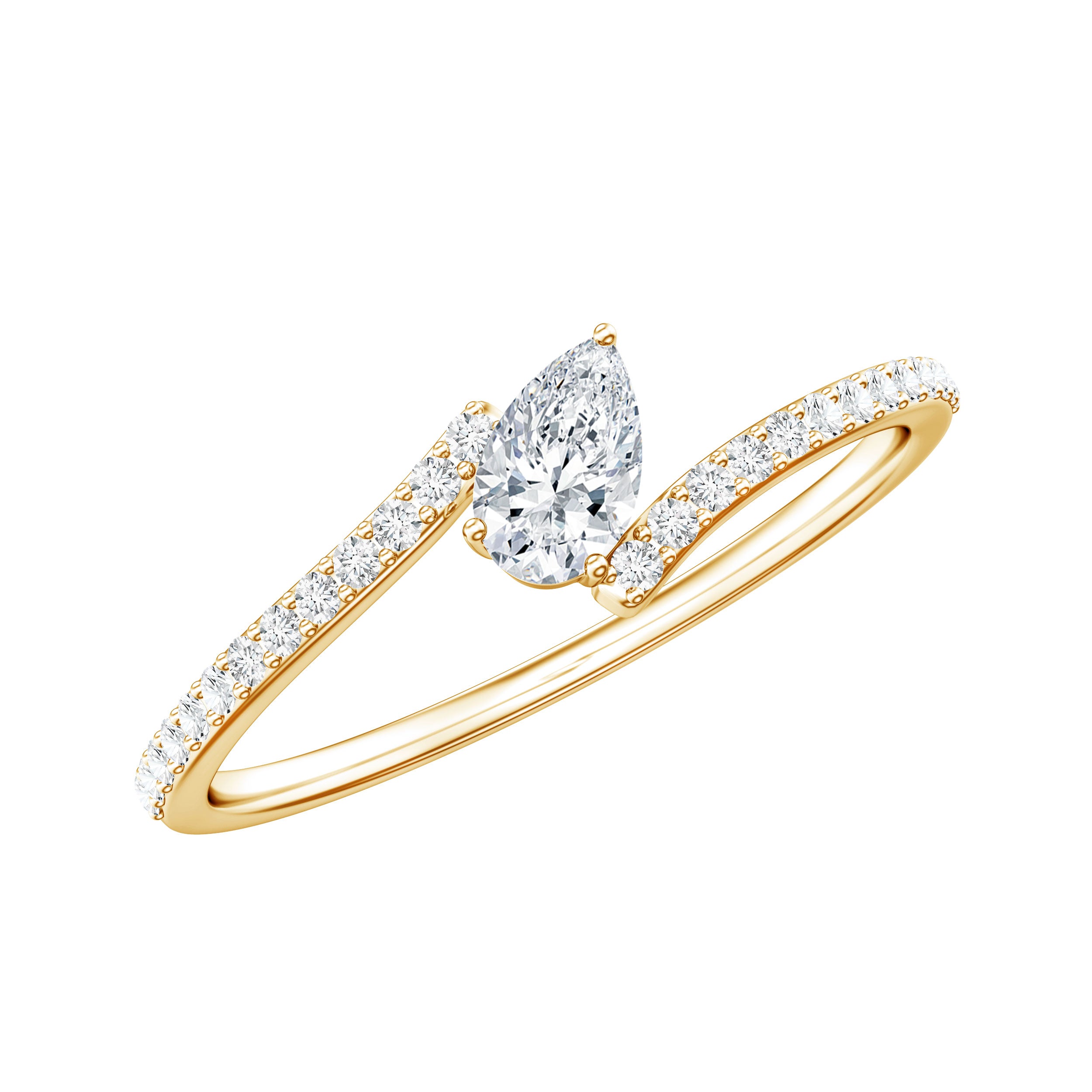 Certified Natural Diamond Promise Ring with Bypass Shank Natural - ( HI-SI ) - Rosec Jewels