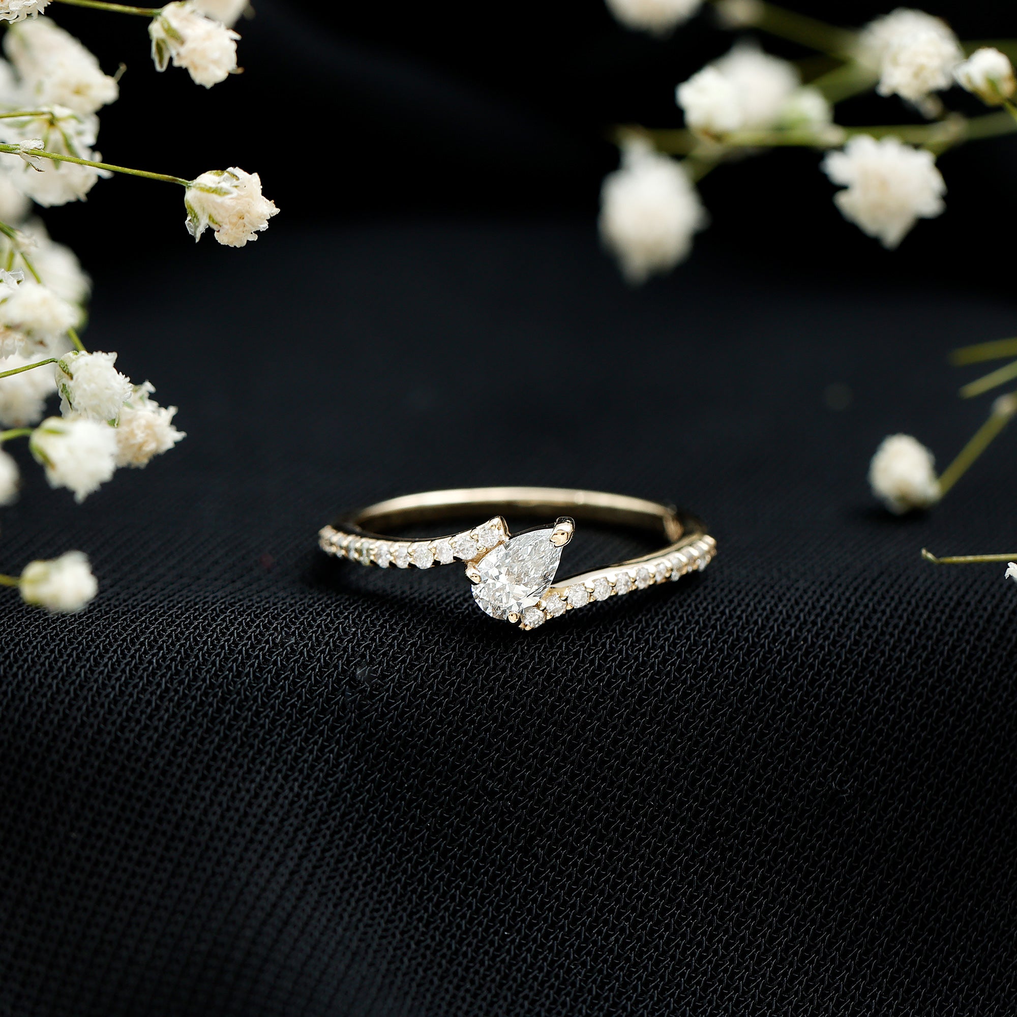 Certified Natural Diamond Promise Ring with Bypass Shank Natural - ( HI-SI ) - Rosec Jewels
