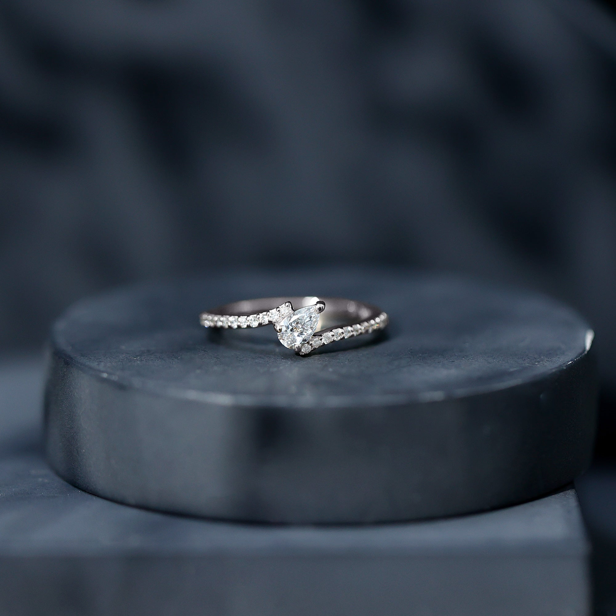 Pear Shaped Moissanite Bypass Promise Ring for Her D-VS1 - Rosec Jewels