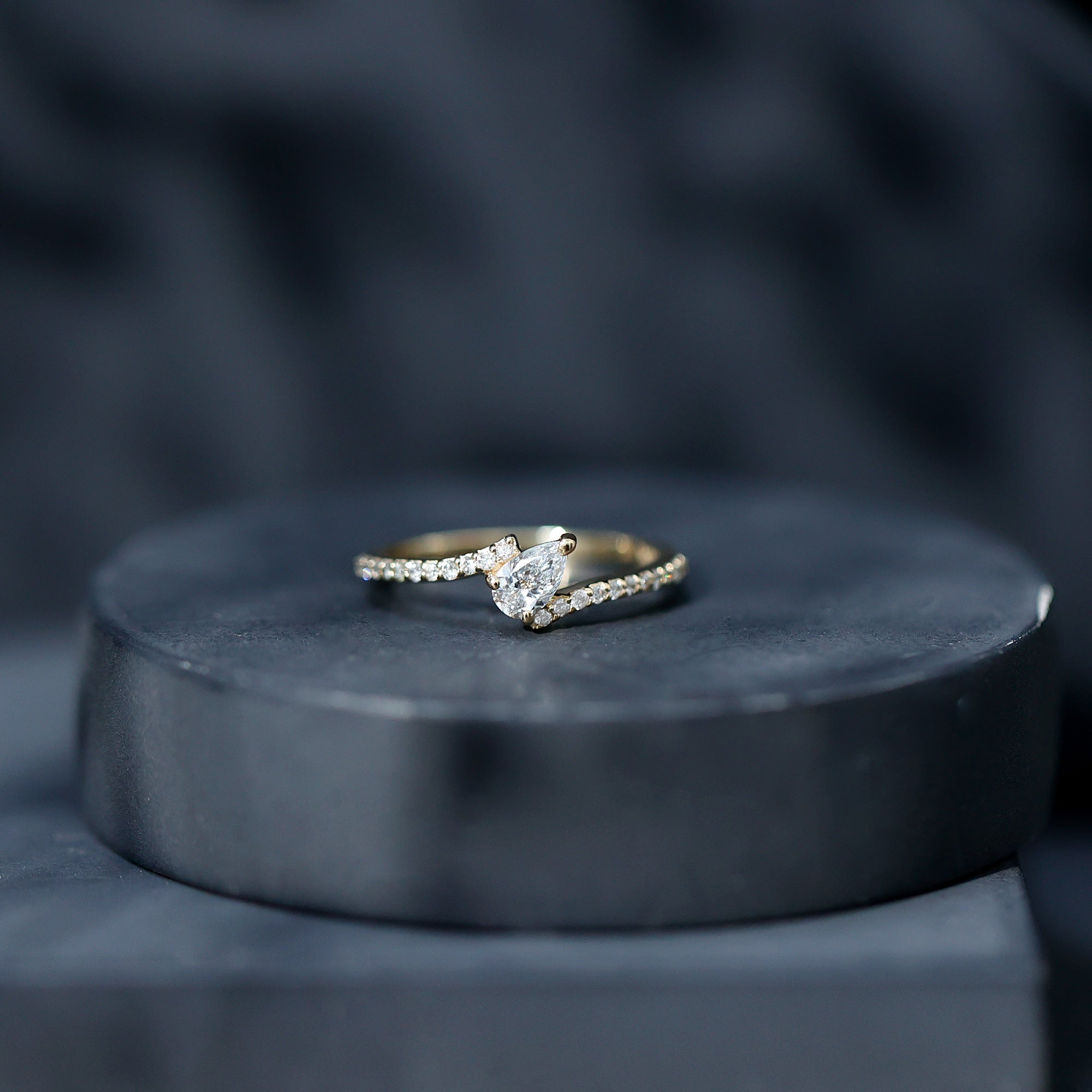 Pear Shaped Moissanite Bypass Promise Ring for Her D-VS1 - Rosec Jewels