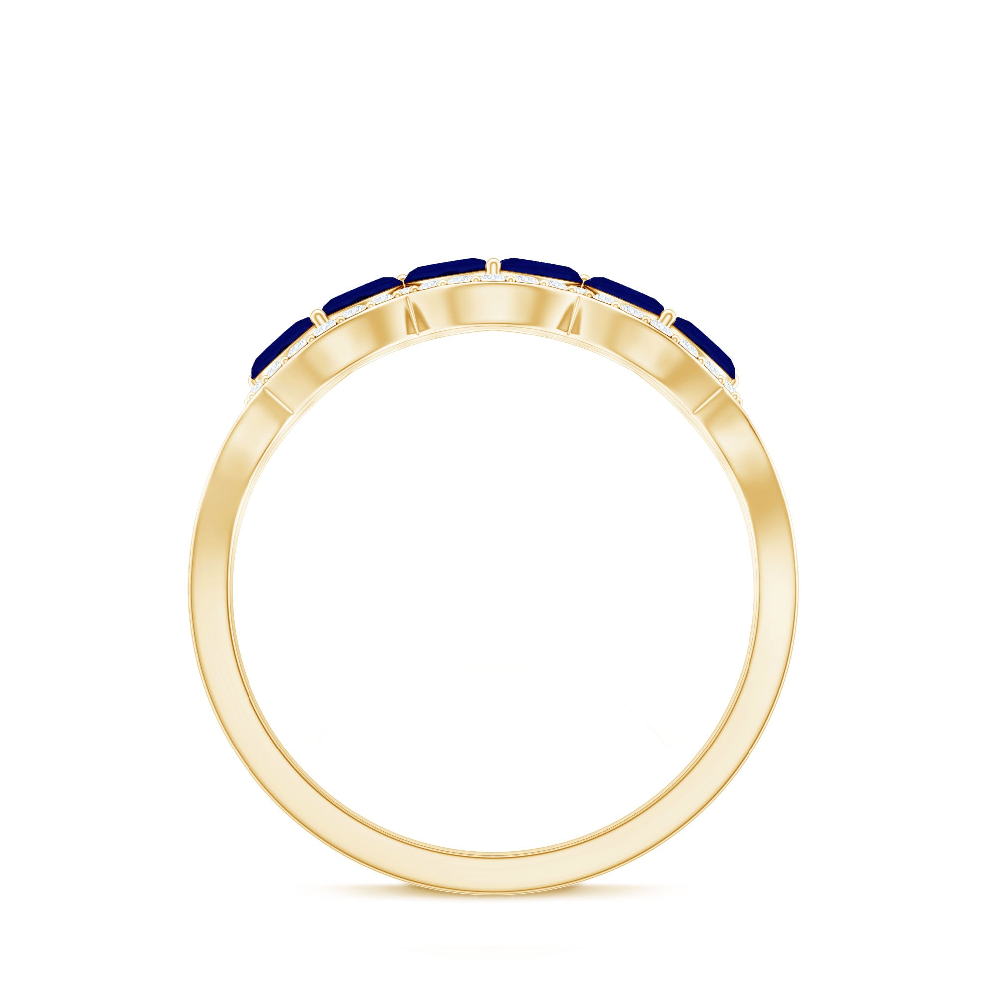Certified Marquise Cut Blue Sapphire and Diamond Wedding Anniversary Band Ring AAA - Rosec Jewels