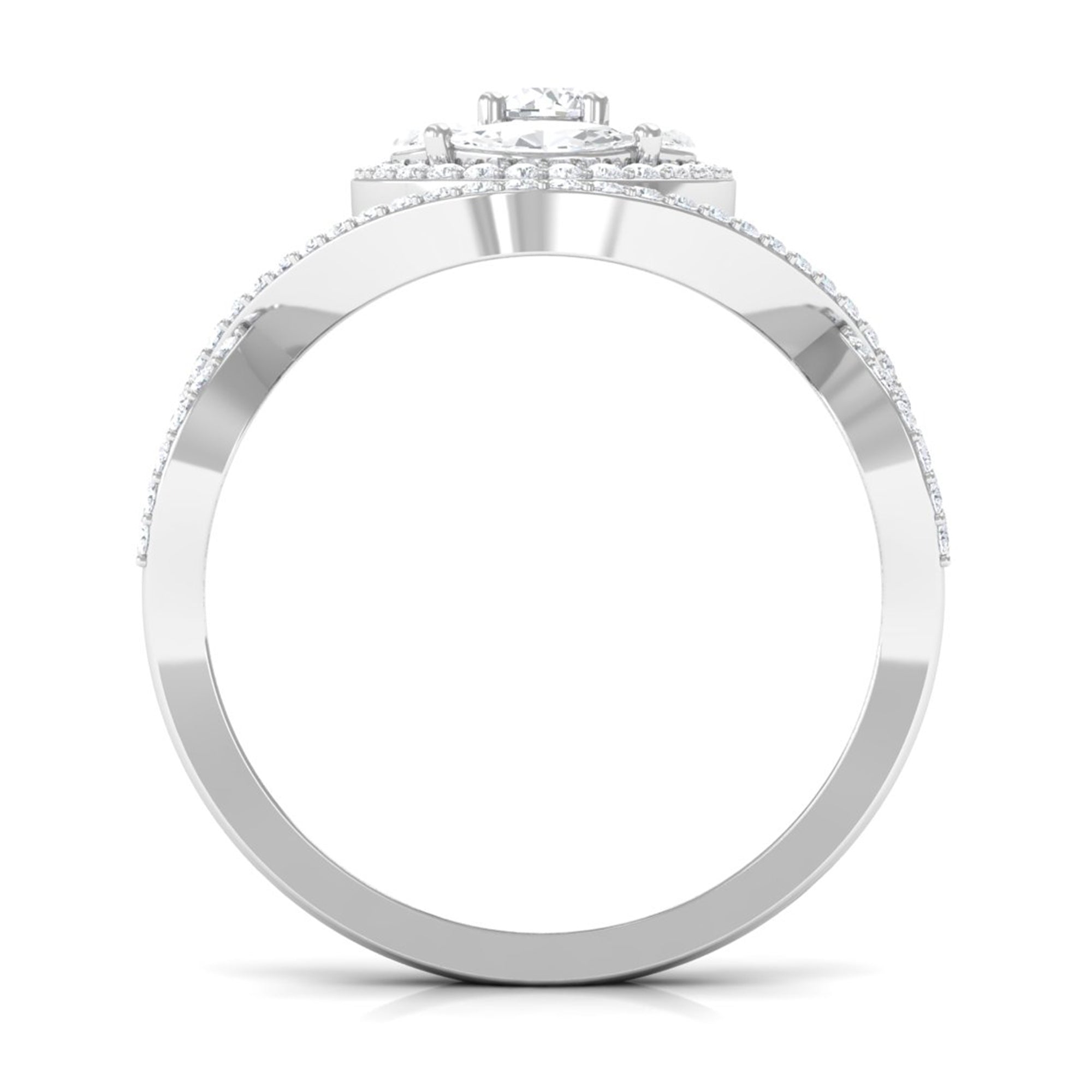 Criss Cross Zircon Cluster Engagement Ring AAAA - Rosec Jewels