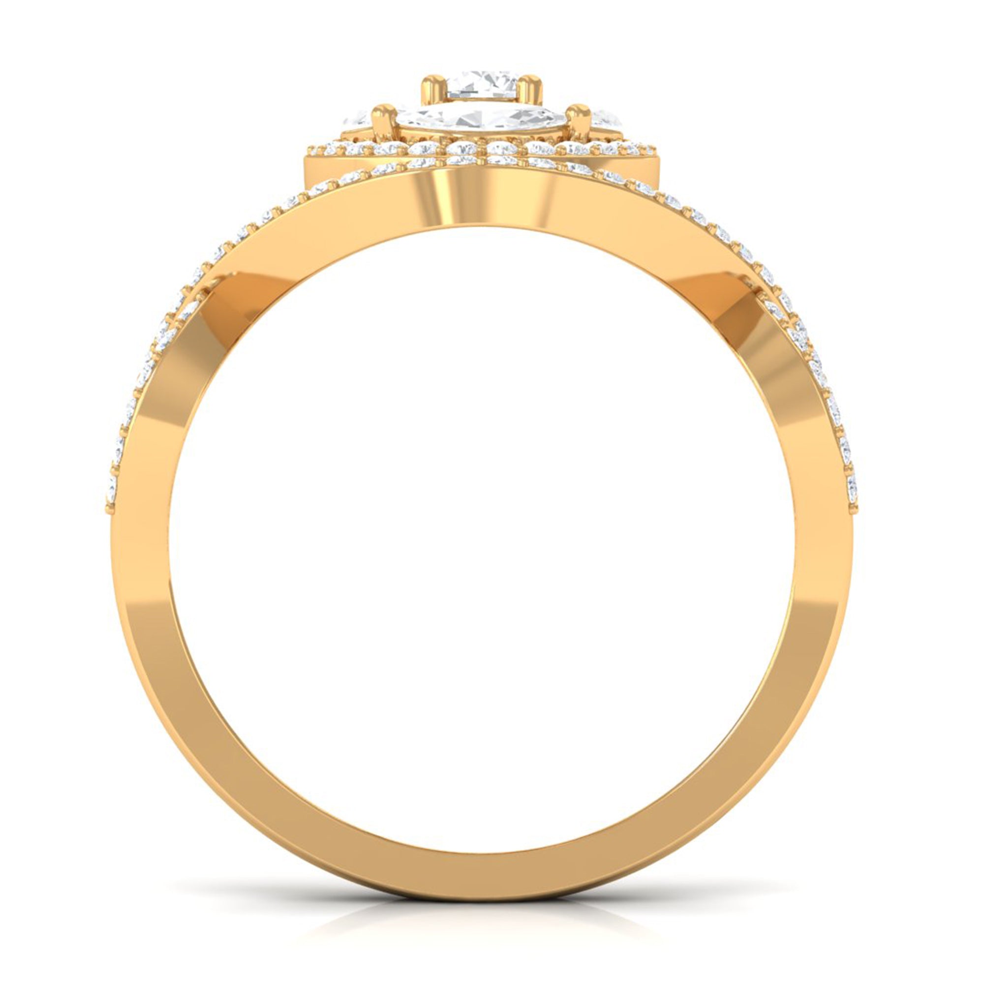 Criss Cross Zircon Cluster Engagement Ring AAAA - Rosec Jewels