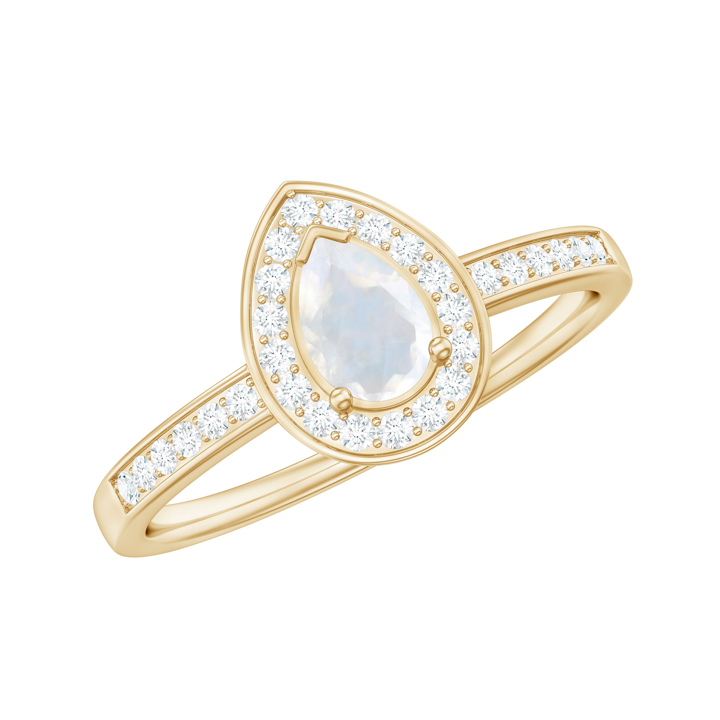 1.25 CT Classic Moonstone and Diamond Halo Engagement Ring AAA - Rosec Jewels