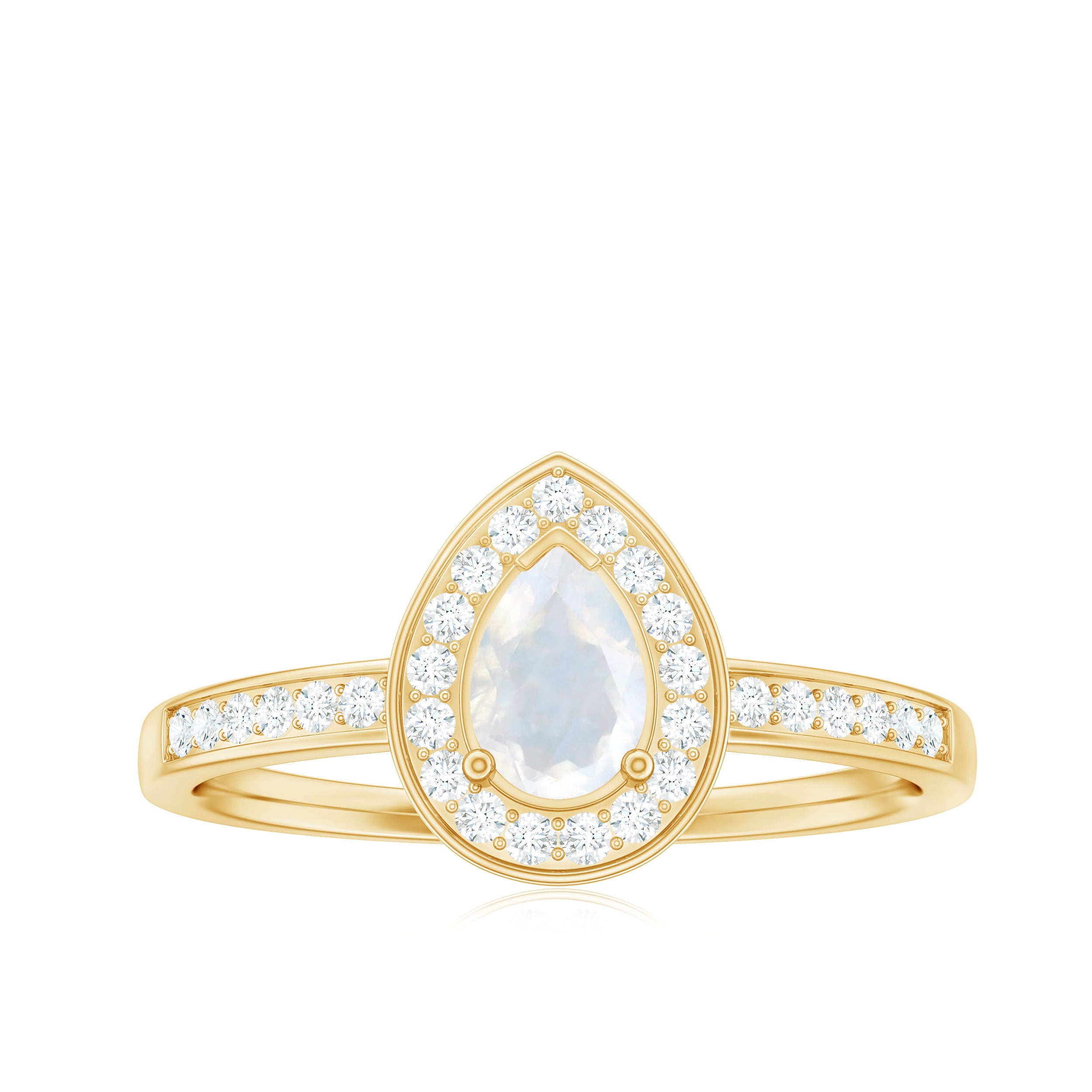 1.25 CT Classic Moonstone and Diamond Halo Engagement Ring AAA - Rosec Jewels