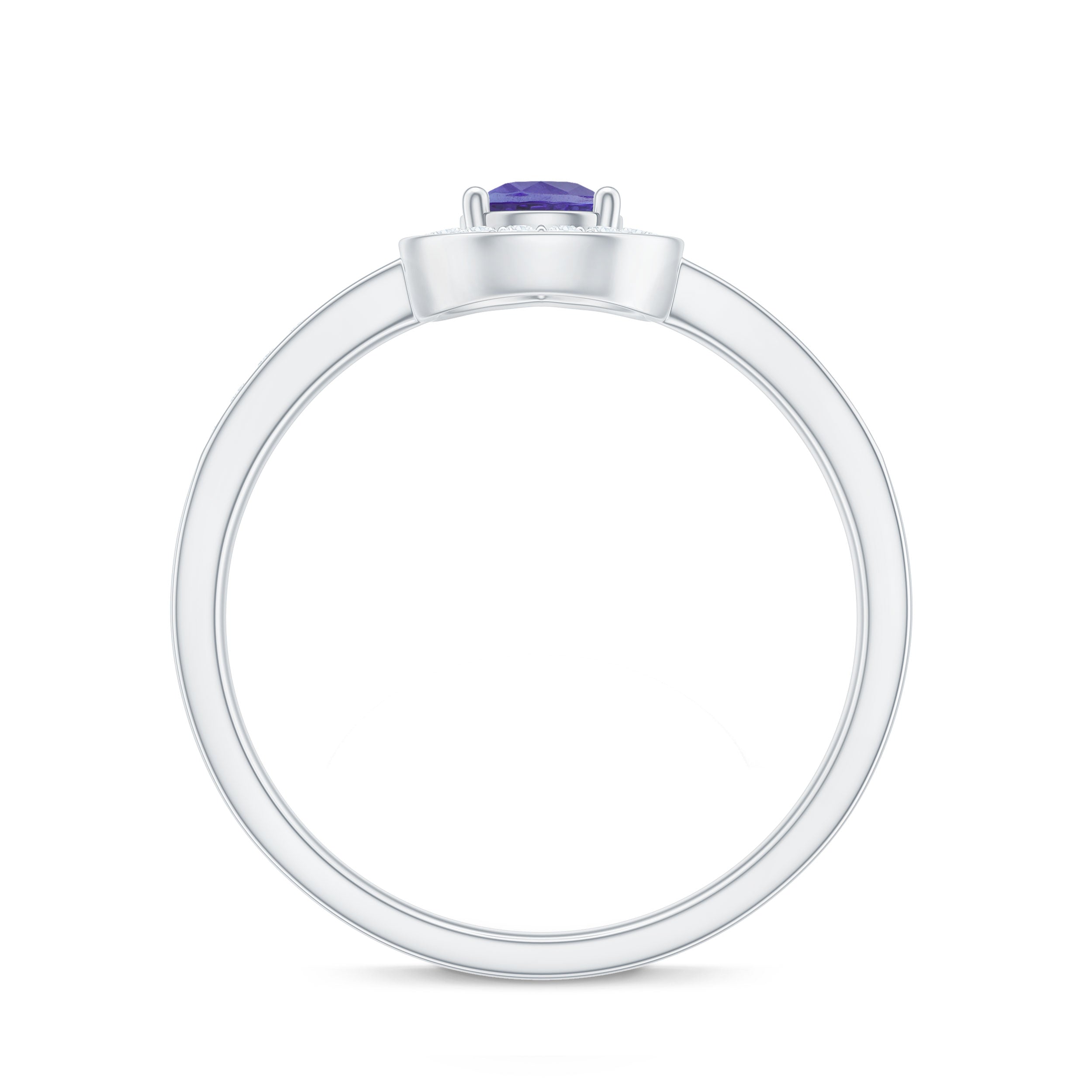 Rosec Jewels-Natural Pear Cut Tanzanite Teardrop Engagement Ring with Diamond Halo