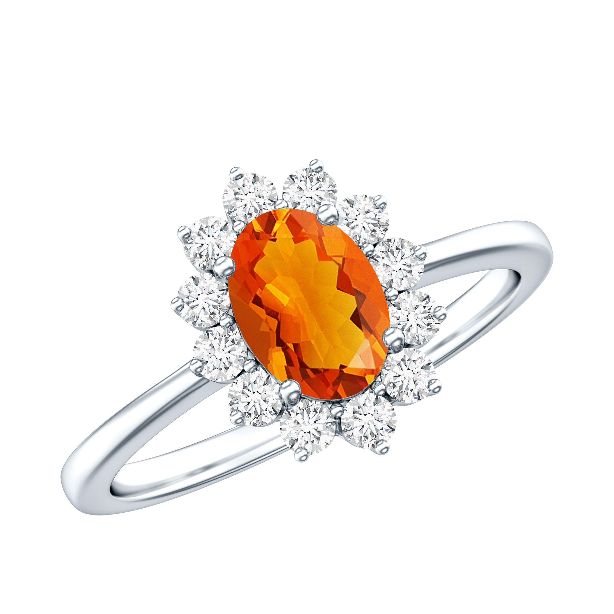 Rosec Jewels-1 CT Princess Diana Inspired Fire Opal and Diamond Engagement Ring