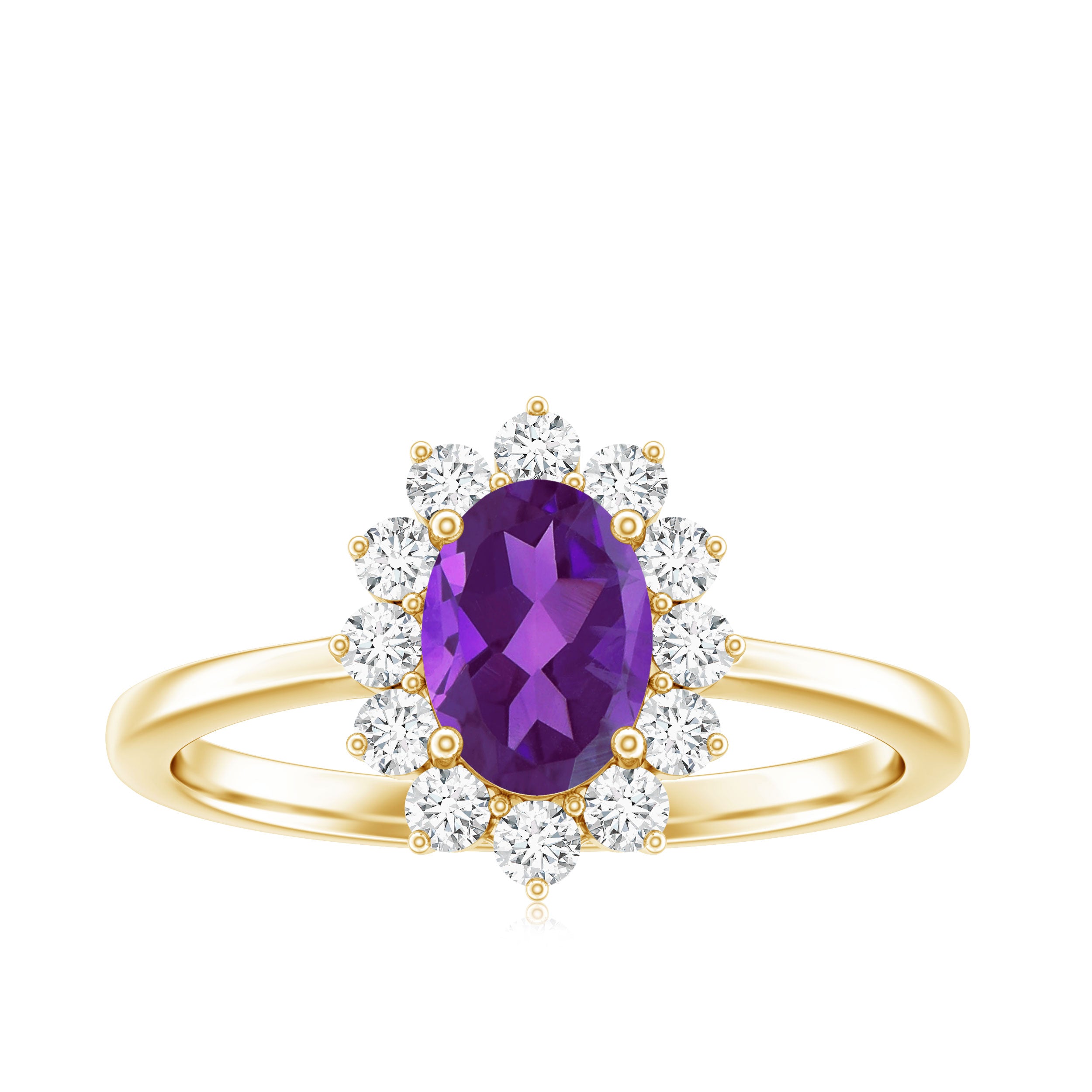 1.5 CT Princess Diana Inspired Amethyst Engagement Ring Diamond Halo AAA - Rosec Jewels