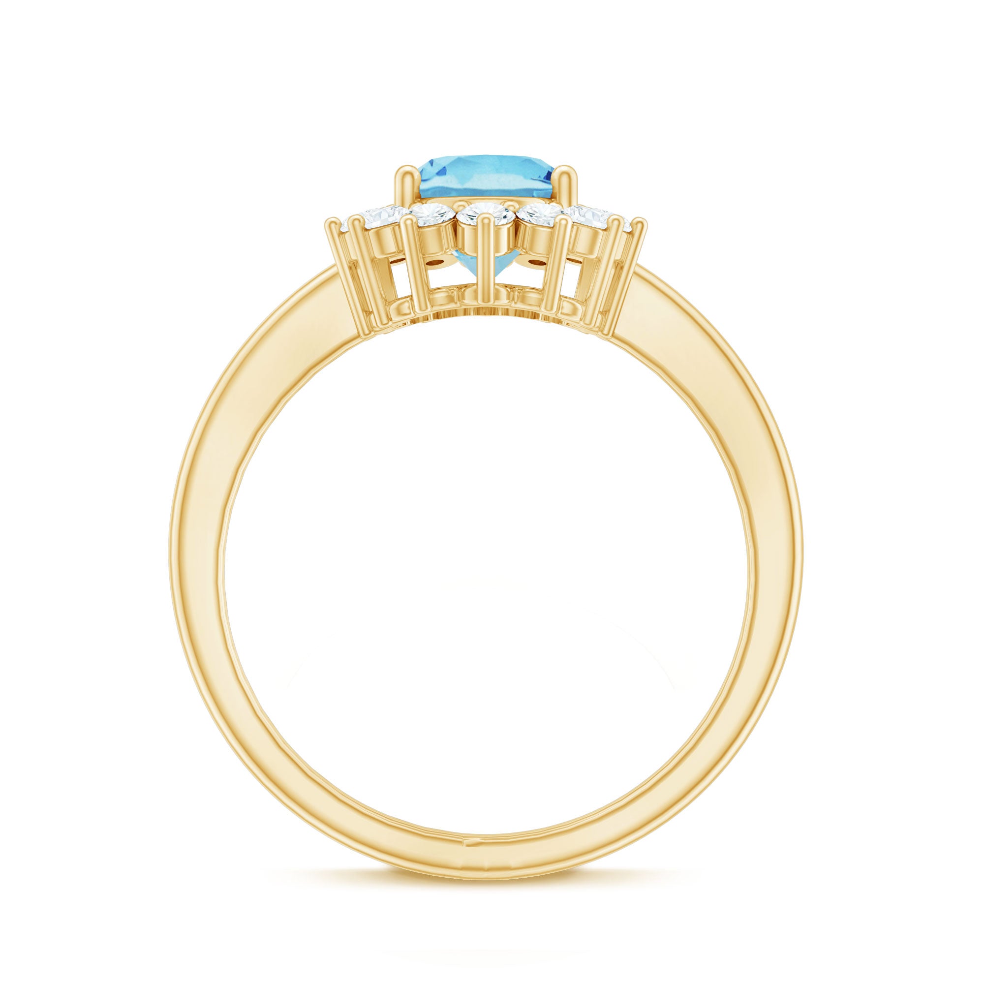 Natural 1 Carat Aquamarine Oval Engagement Ring with Diamond Halo AAA - Rosec Jewels