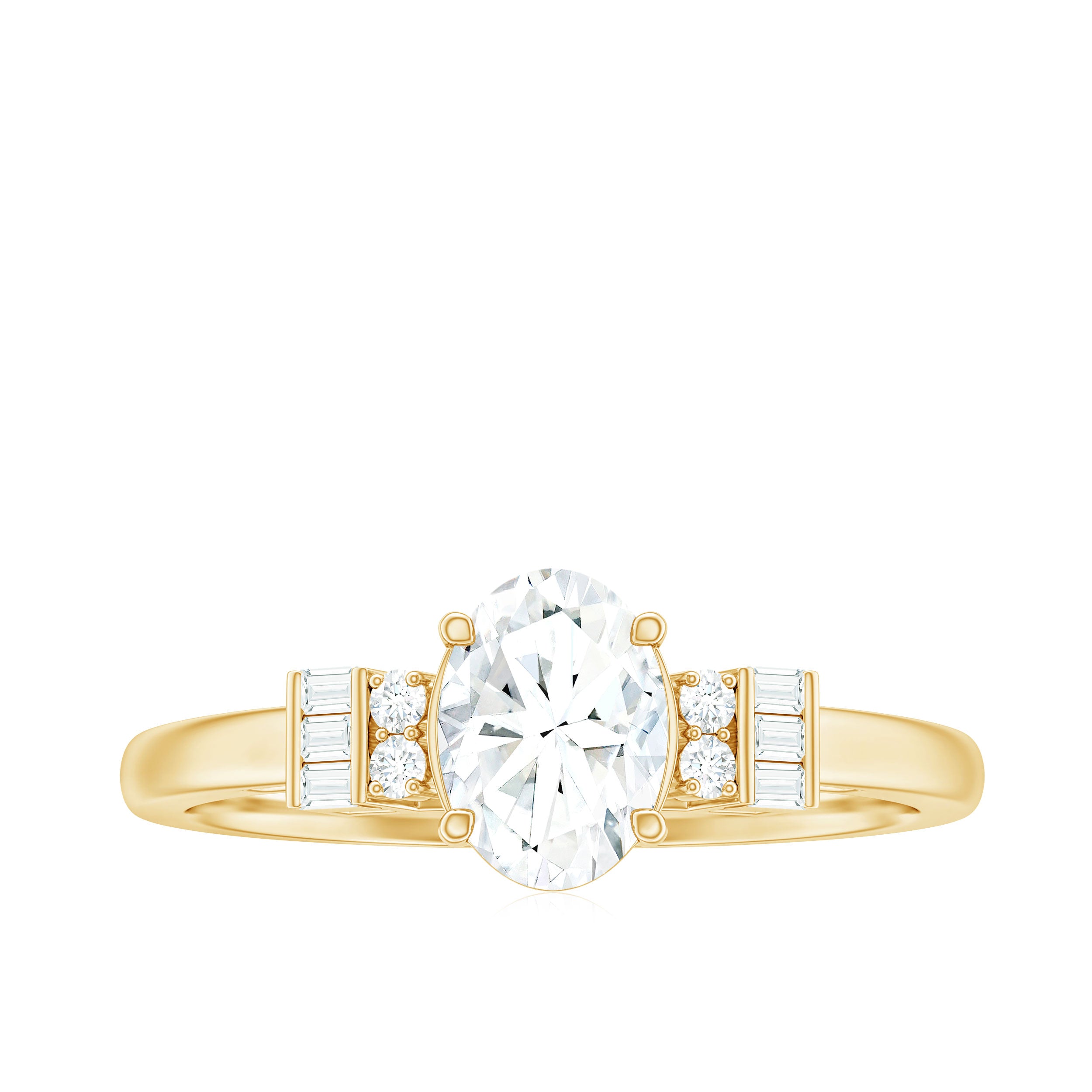 Oval Shaped Moissanite Engagement Ring with Certificate D-VS1 - Rosec Jewels