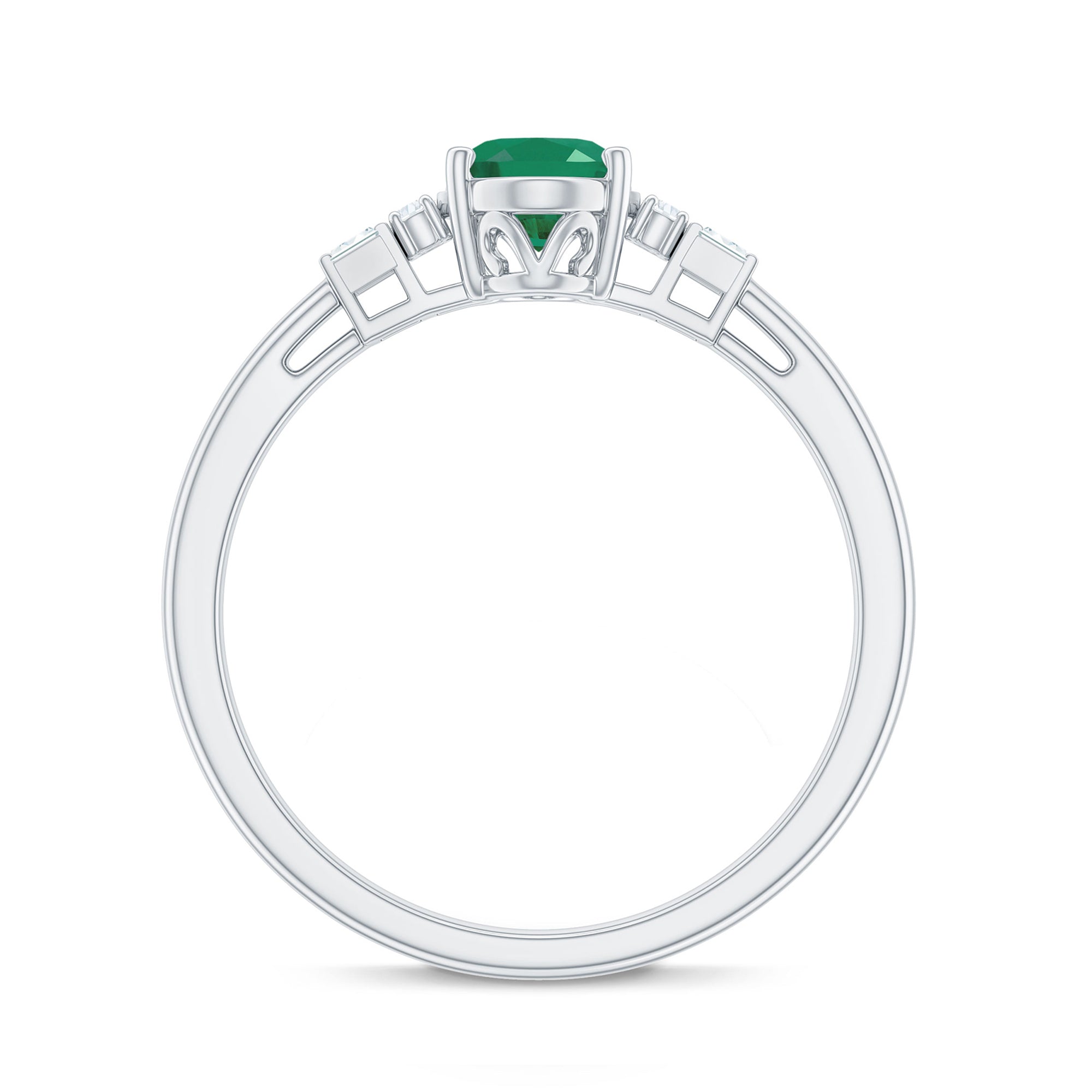 Rosec Jewels-Natural Emerald and Diamond Engagement Ring for Her