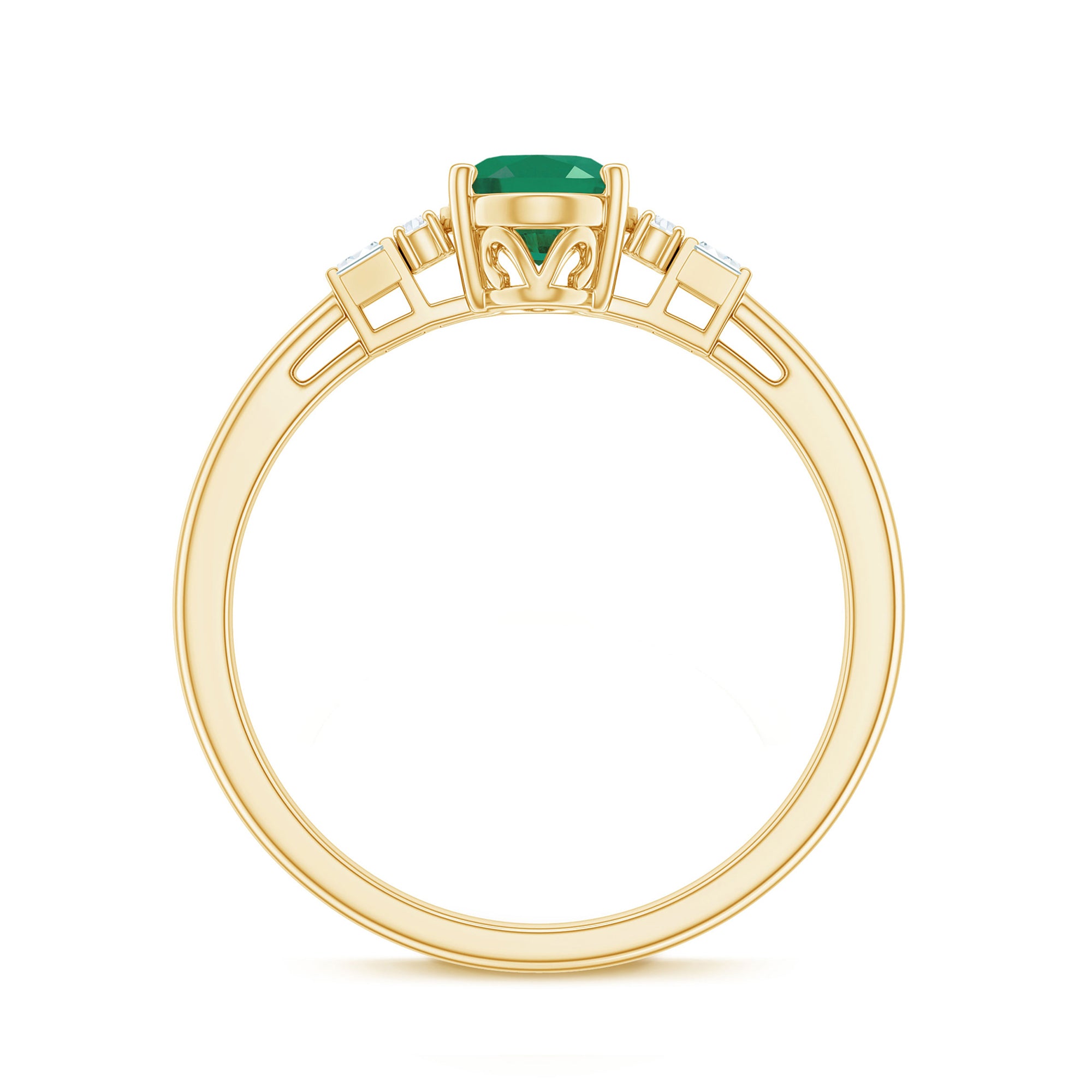 Rosec Jewels-Natural Emerald and Diamond Engagement Ring for Her