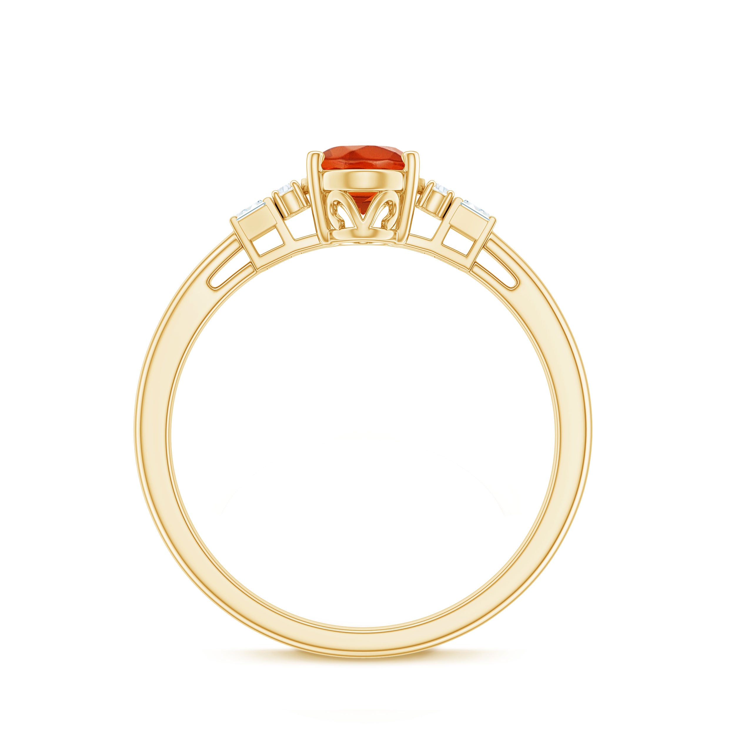 Rosec Jewels-3/4 CT Natural Oval Cut Fire Opal Classic Engagement Ring with Diamond