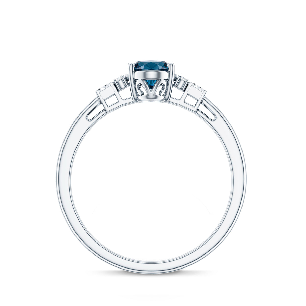 Oval Shaped London Blue Topaz Engagement Ring with Certificate AAA - Rosec Jewels