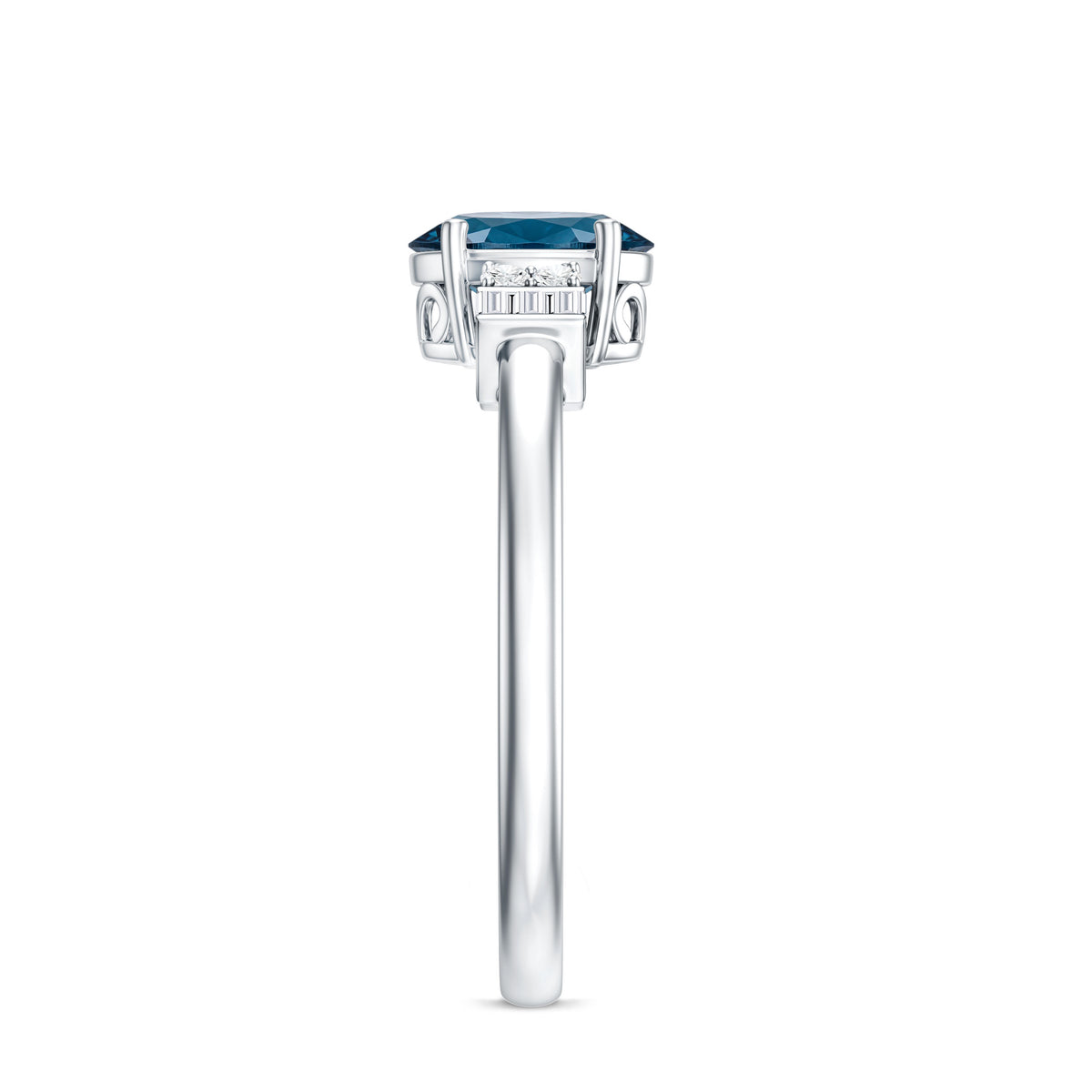 Oval Shaped London Blue Topaz Engagement Ring with Certificate AAA - Rosec Jewels