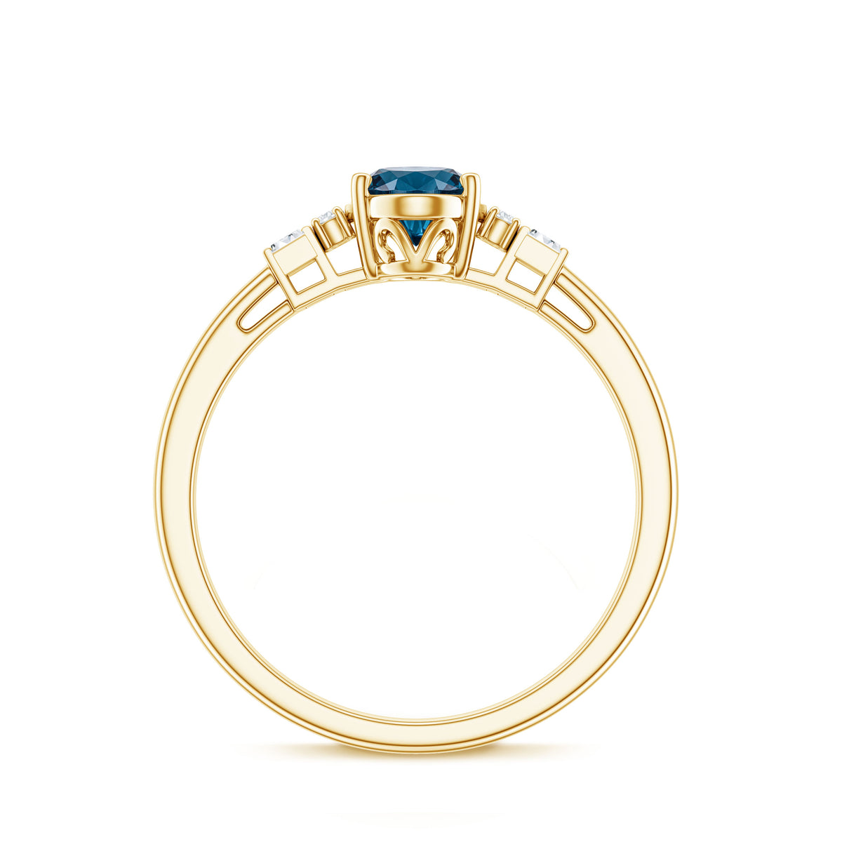 Oval Shaped London Blue Topaz Engagement Ring with Certificate AAA - Rosec Jewels