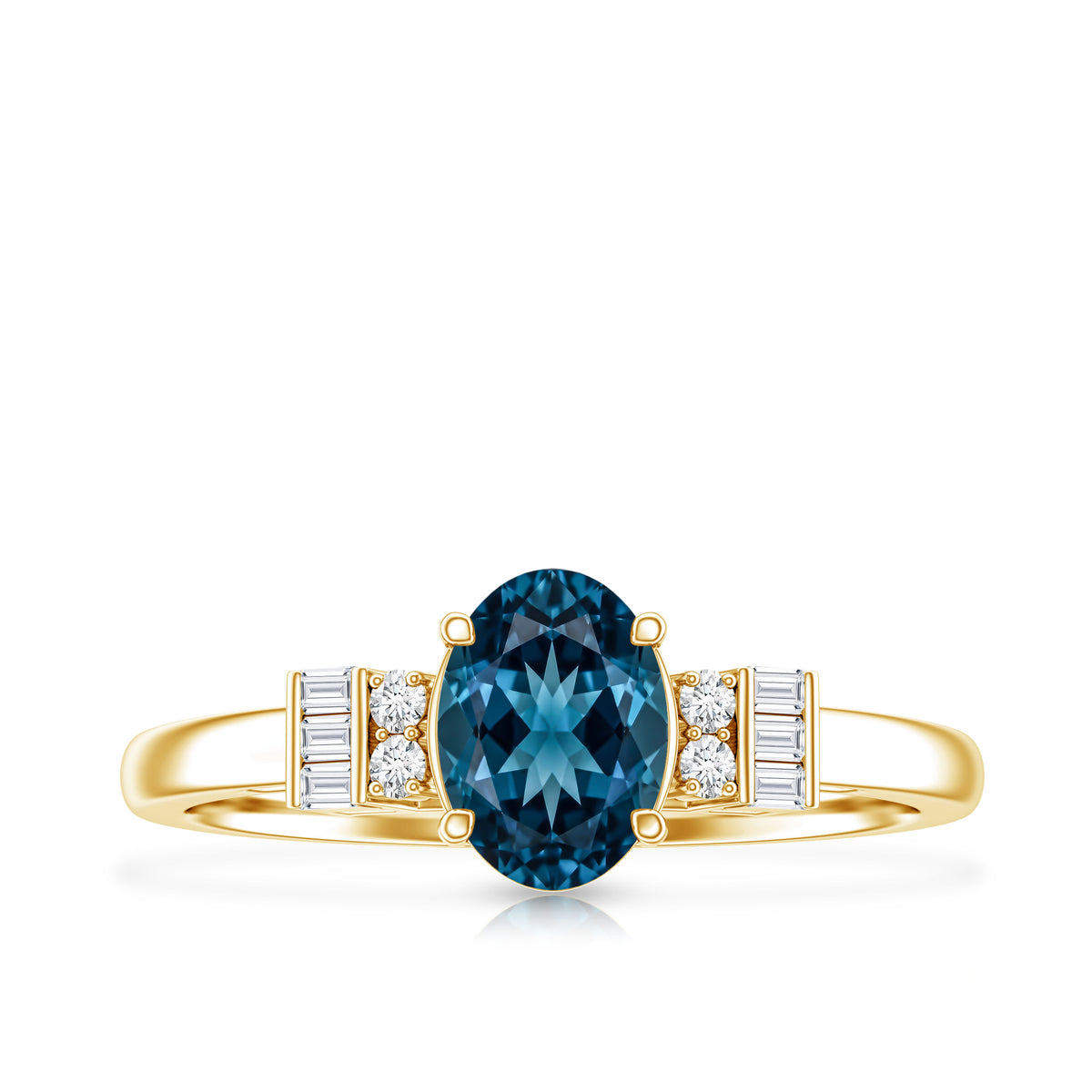 Oval Shaped London Blue Topaz Engagement Ring with Certificate AAA - Rosec Jewels