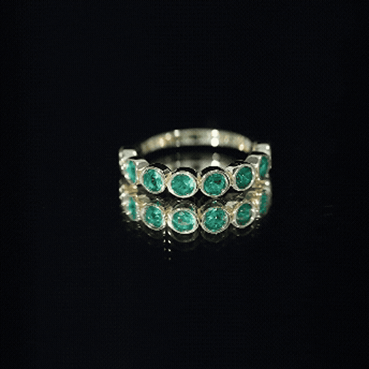 Lab Created Emerald Half Eternity Ring 14K Gold Plated Silver AAAA 14K Yellow Gold Plated Silver - Rosec Jewels