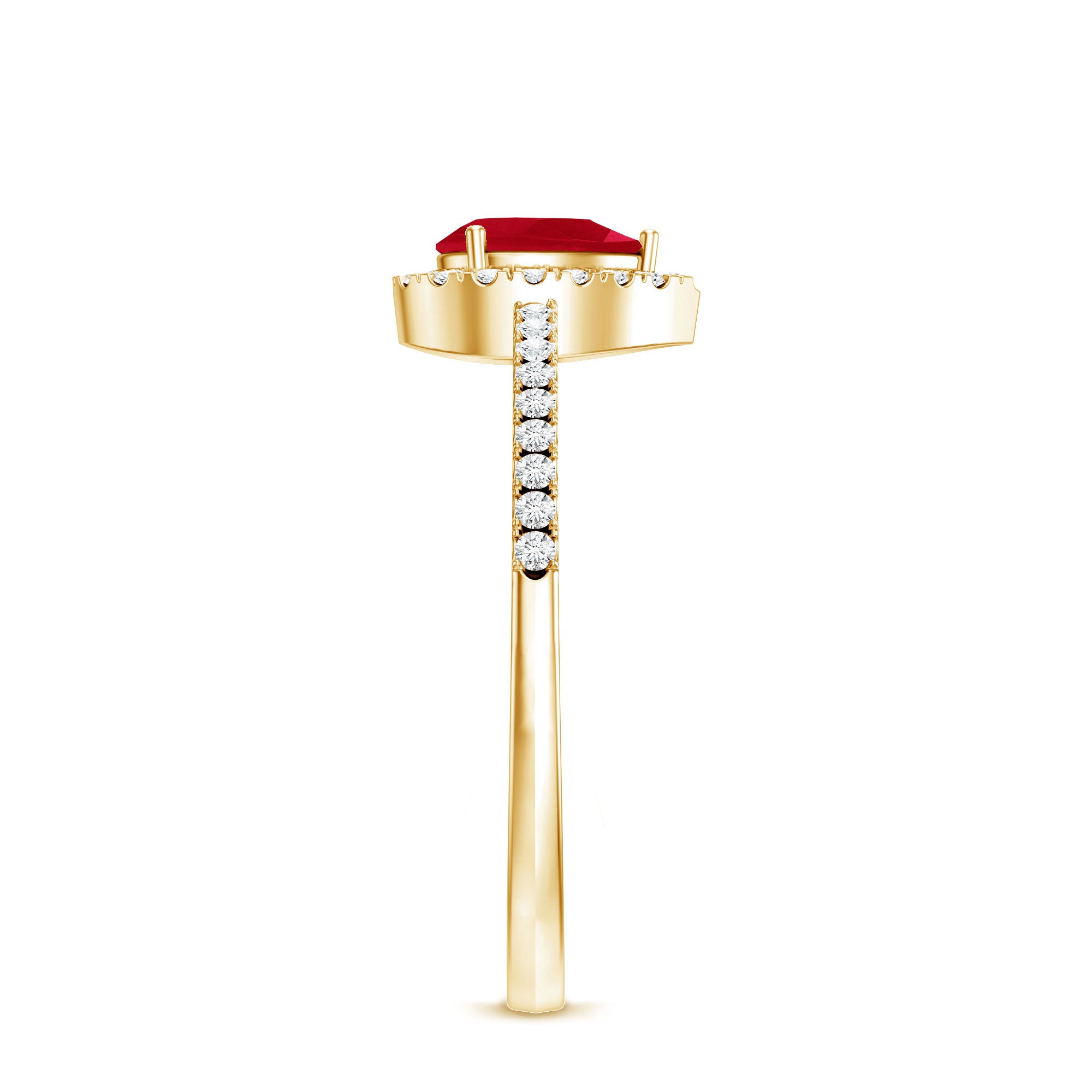 Natural Ruby Teardrop Ring with Diamond Halo AAA - Rosec Jewels