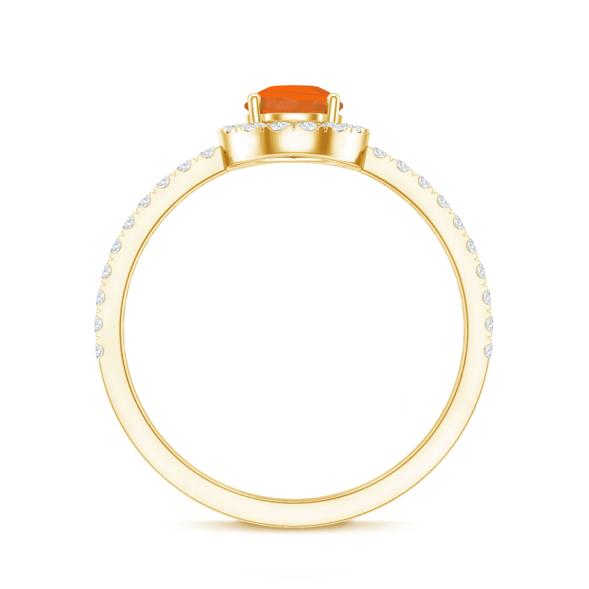 Rosec Jewels-Genuine Fire Opal Teardrop Ring with Diamond Halo
