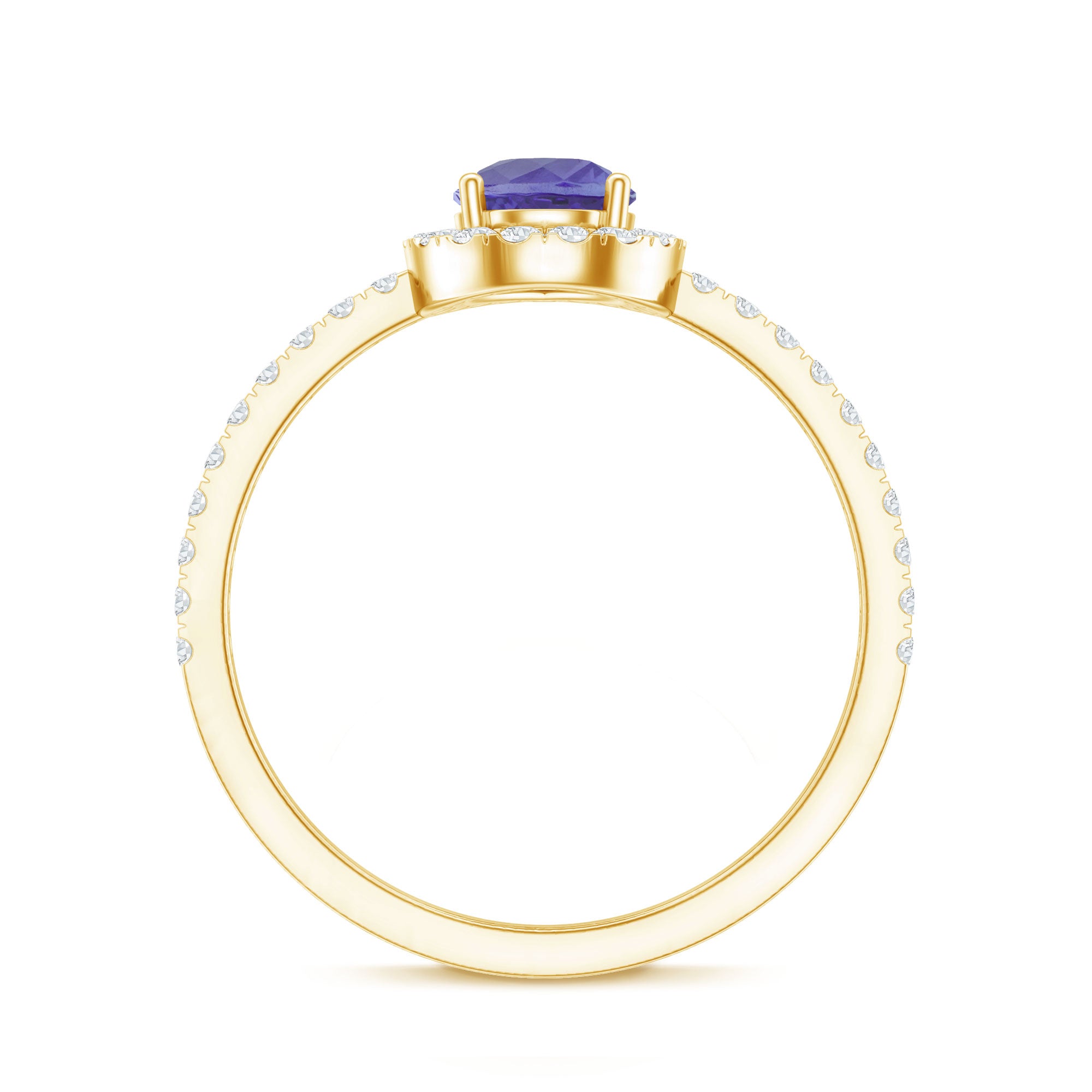 Real 0.84 Carat Tanzanite Teardrop Engagement Ring with Diamond Halo AAA - Rosec Jewels