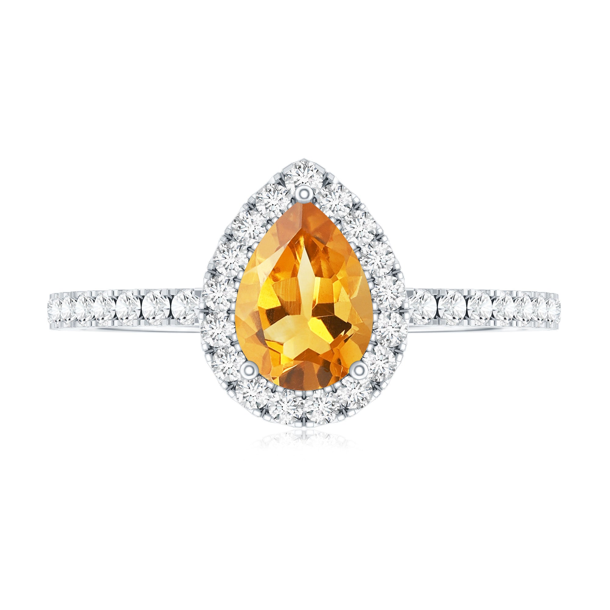 Classic Citrine Teardrop Engagement Ring with Diamond Halo AAA - Rosec Jewels