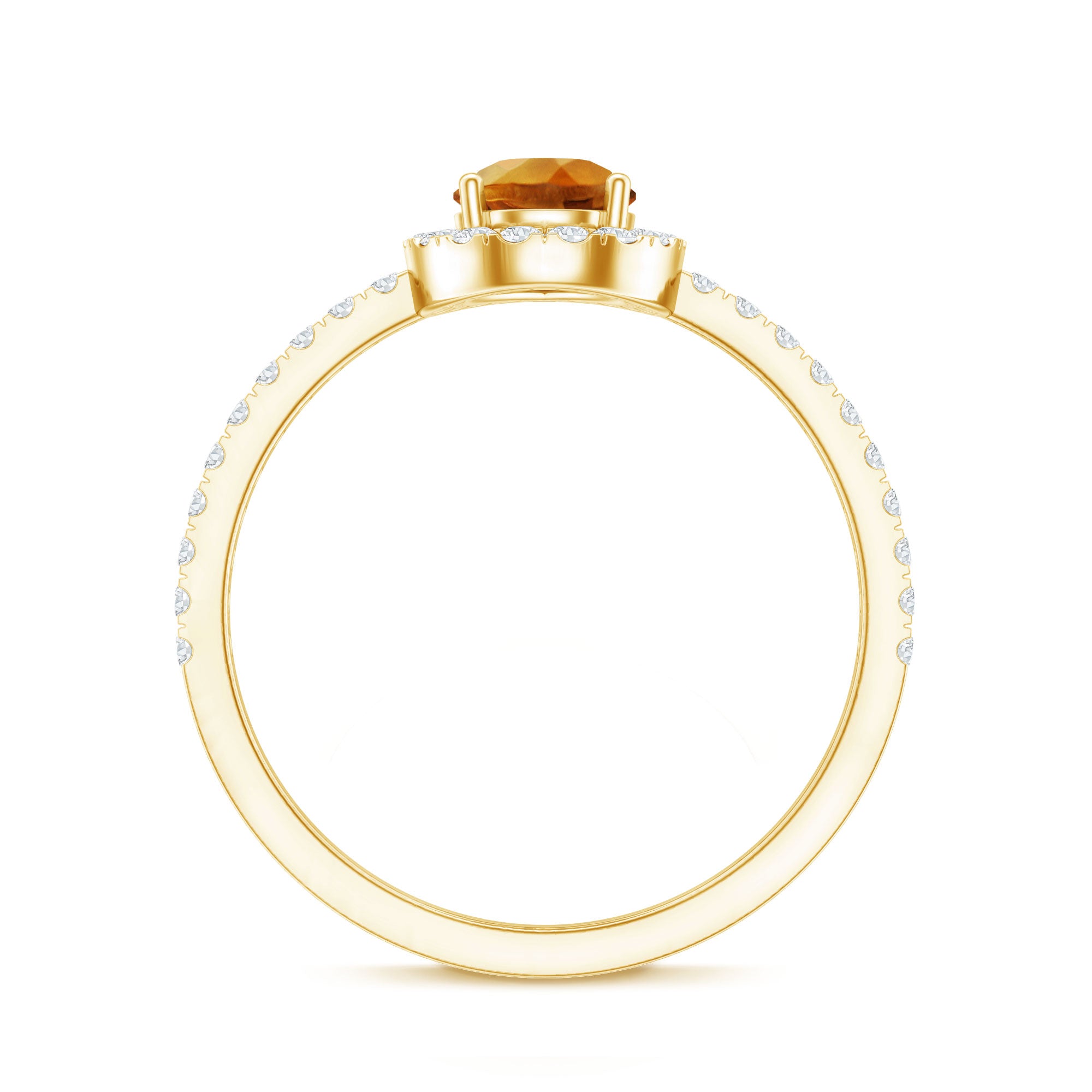 Classic Citrine Teardrop Engagement Ring with Diamond Halo AAA - Rosec Jewels