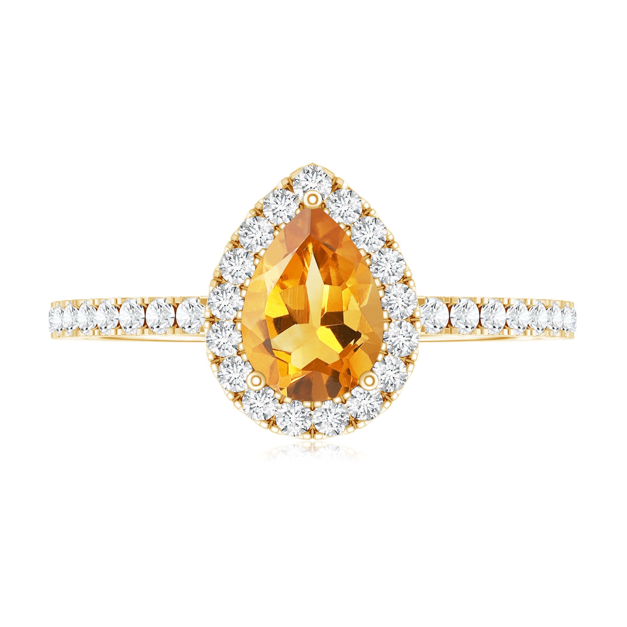 Classic Citrine Teardrop Engagement Ring with Diamond Halo AAA - Rosec Jewels