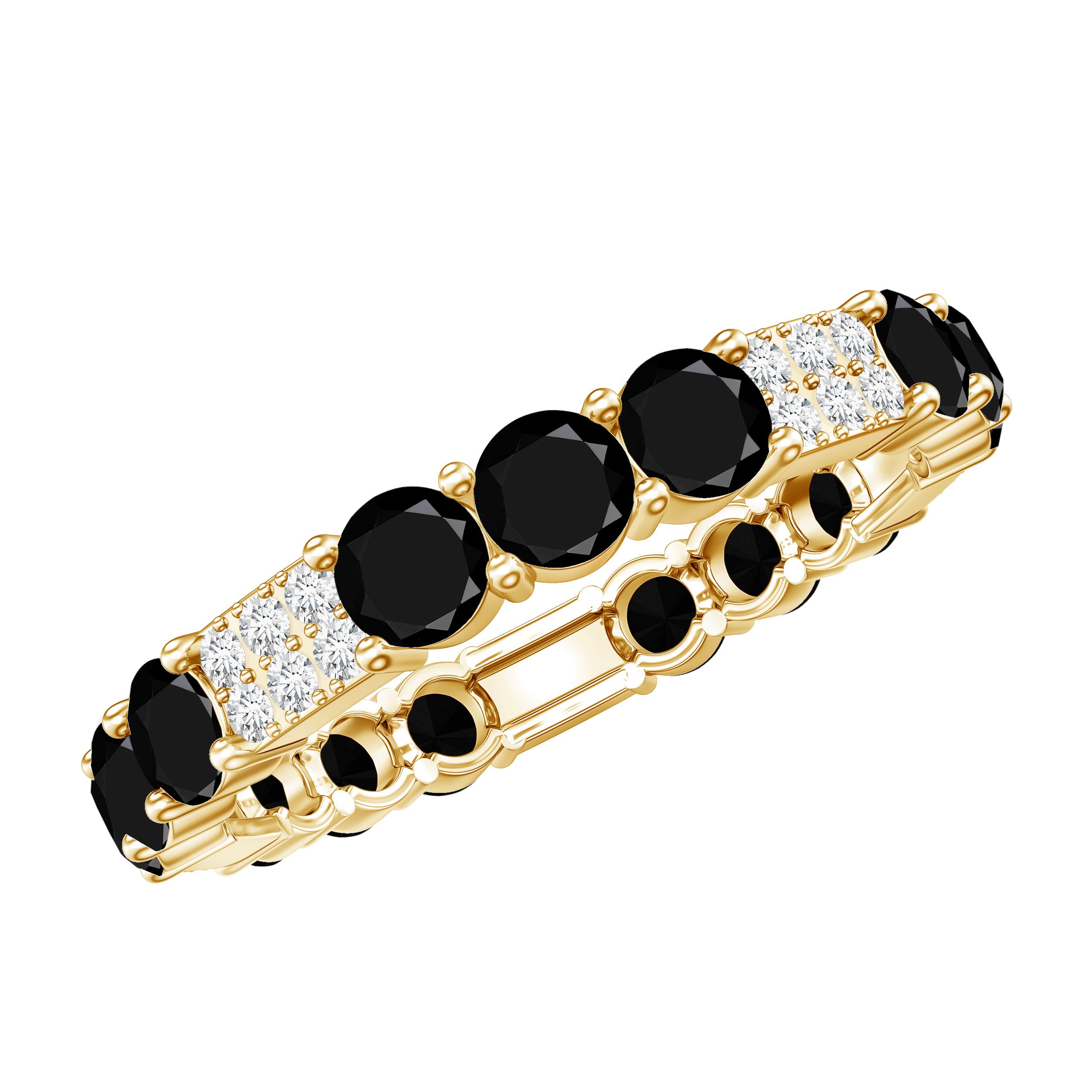 Real Black Spinel Diamond Eternity Ring for Anniversary AAA - Rosec Jewels