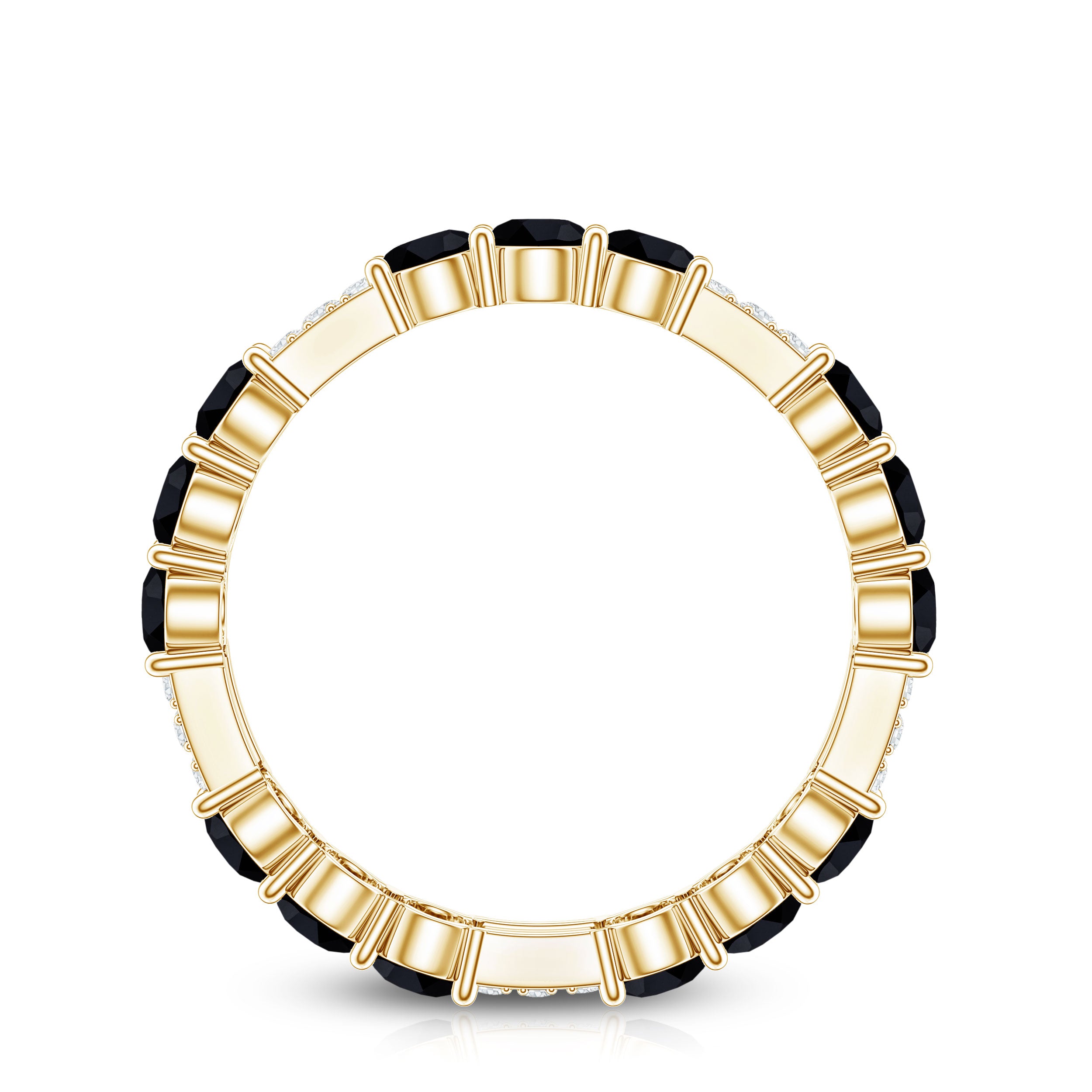 Real Black Spinel Diamond Eternity Ring for Anniversary AAA - Rosec Jewels
