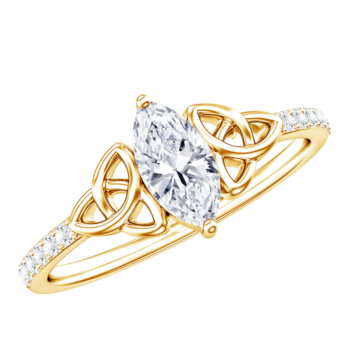 Marquise Cut Moissanite Celtic Knot Engagement Ring D-VS1 - Rosec Jewels
