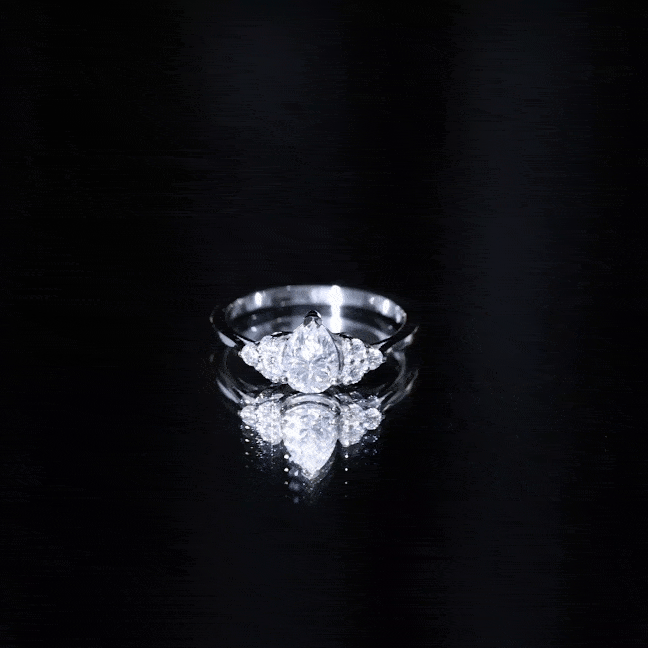 Brilliant Cut Moissanite Trio Engagement Ring For Women D-VS1 - Rosec Jewels