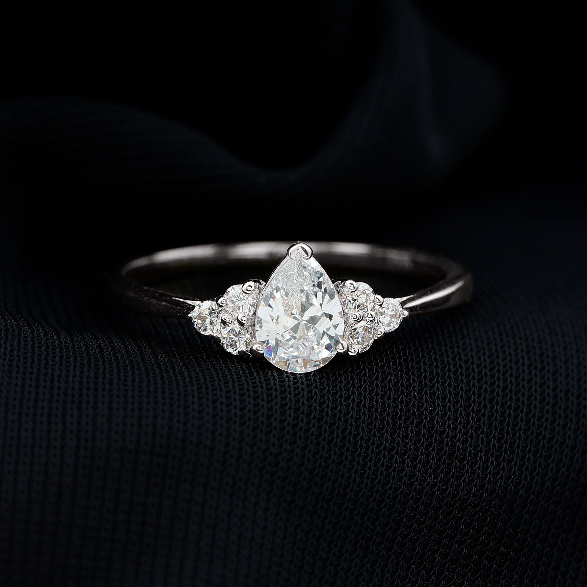 Brilliant Cut Moissanite Trio Engagement Ring For Women D-VS1 - Rosec Jewels