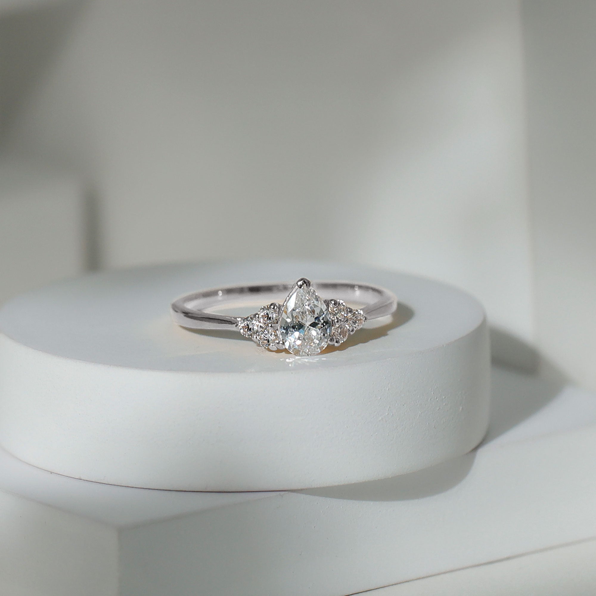 Brilliant Cut Moissanite Trio Engagement Ring For Women D-VS1 - Rosec Jewels