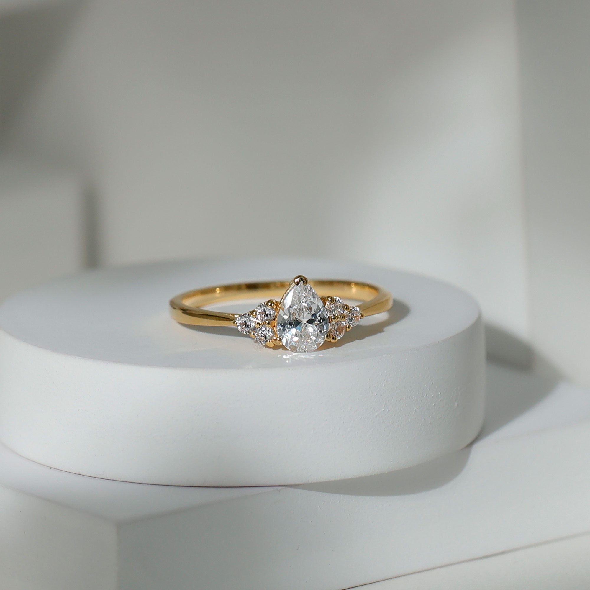 Brilliant Cut Moissanite Trio Engagement Ring For Women D-VS1 - Rosec Jewels