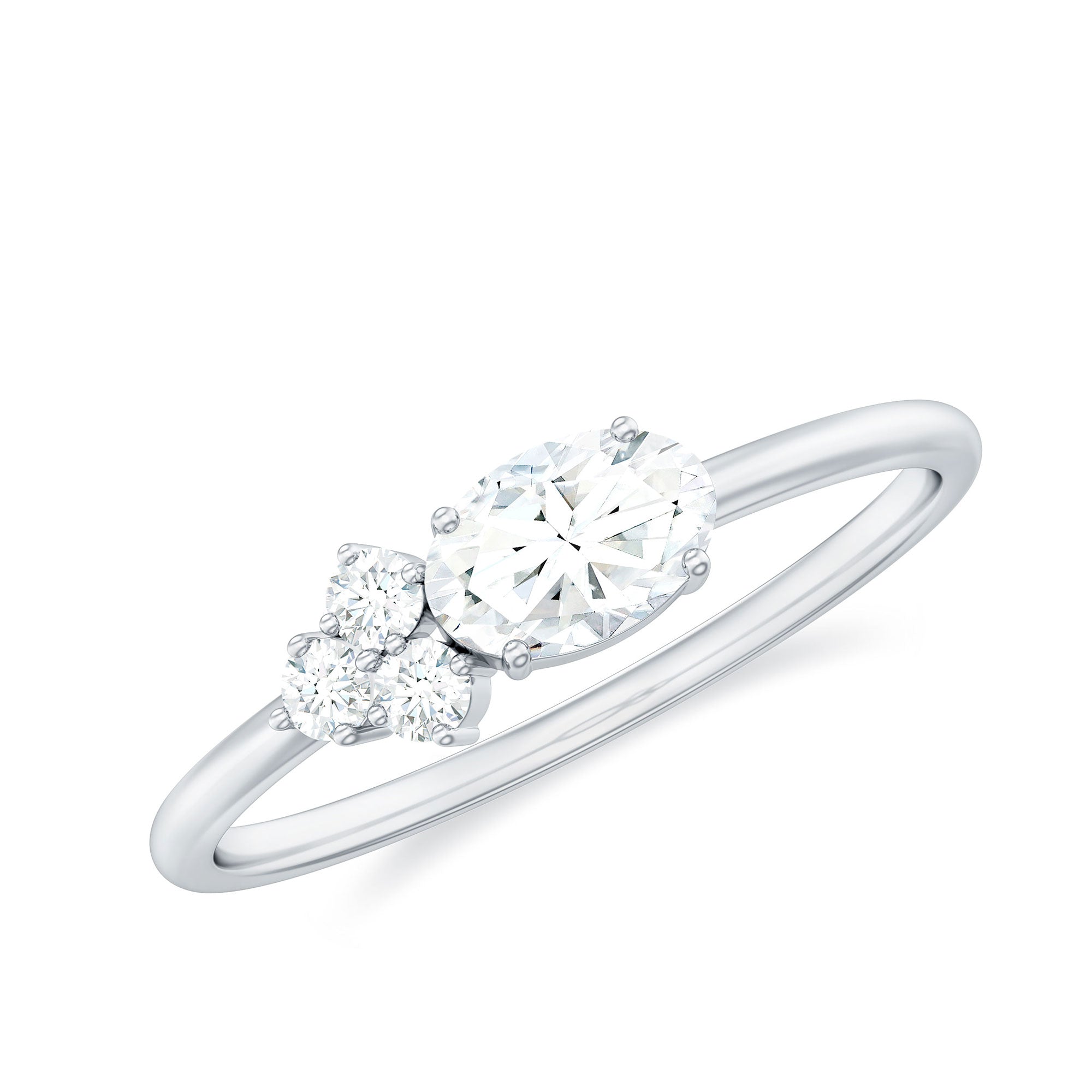 Oval and Round Moissanite Promise Ring for Her D-VS1 - Rosec Jewels