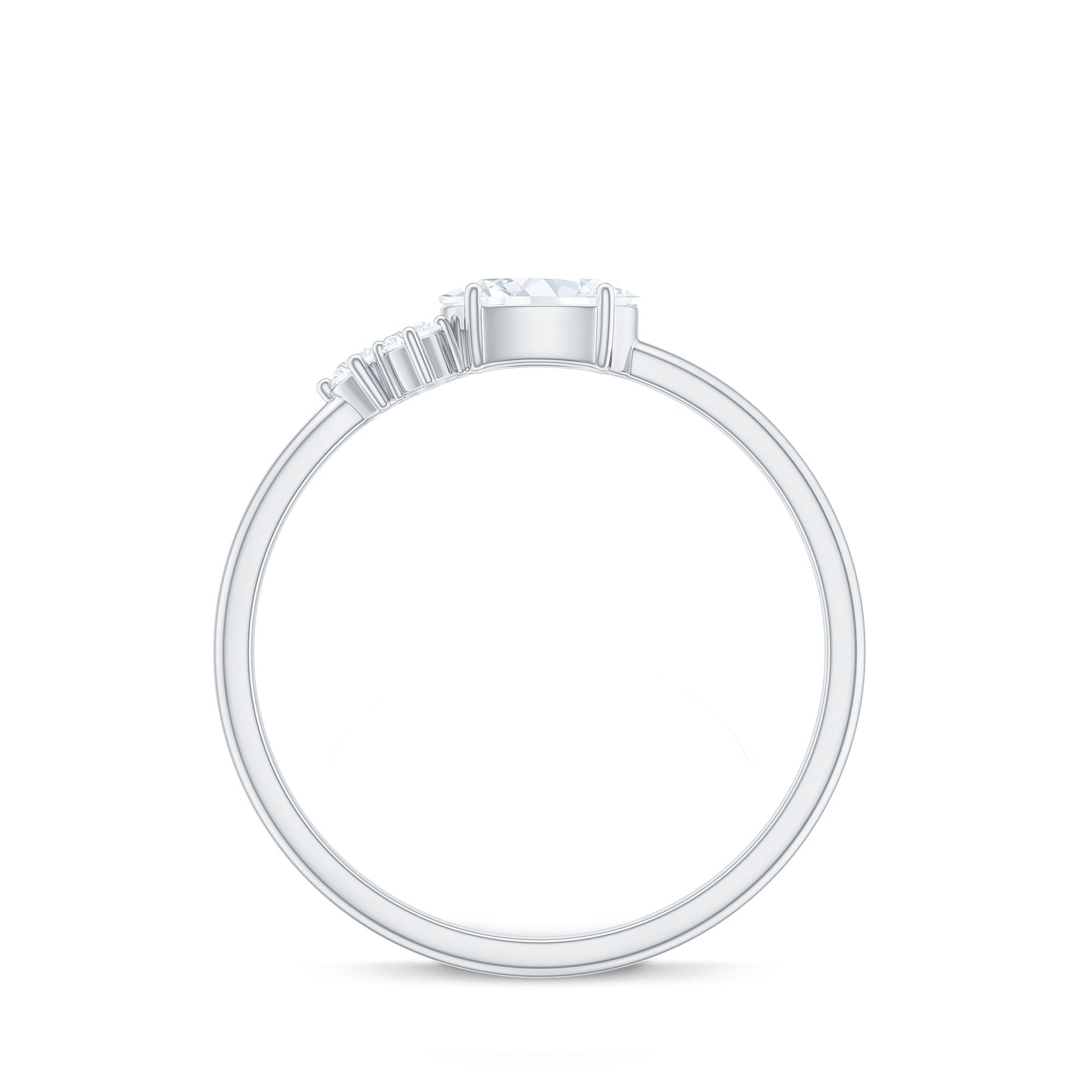 Oval and Round Moissanite Promise Ring for Her D-VS1 - Rosec Jewels