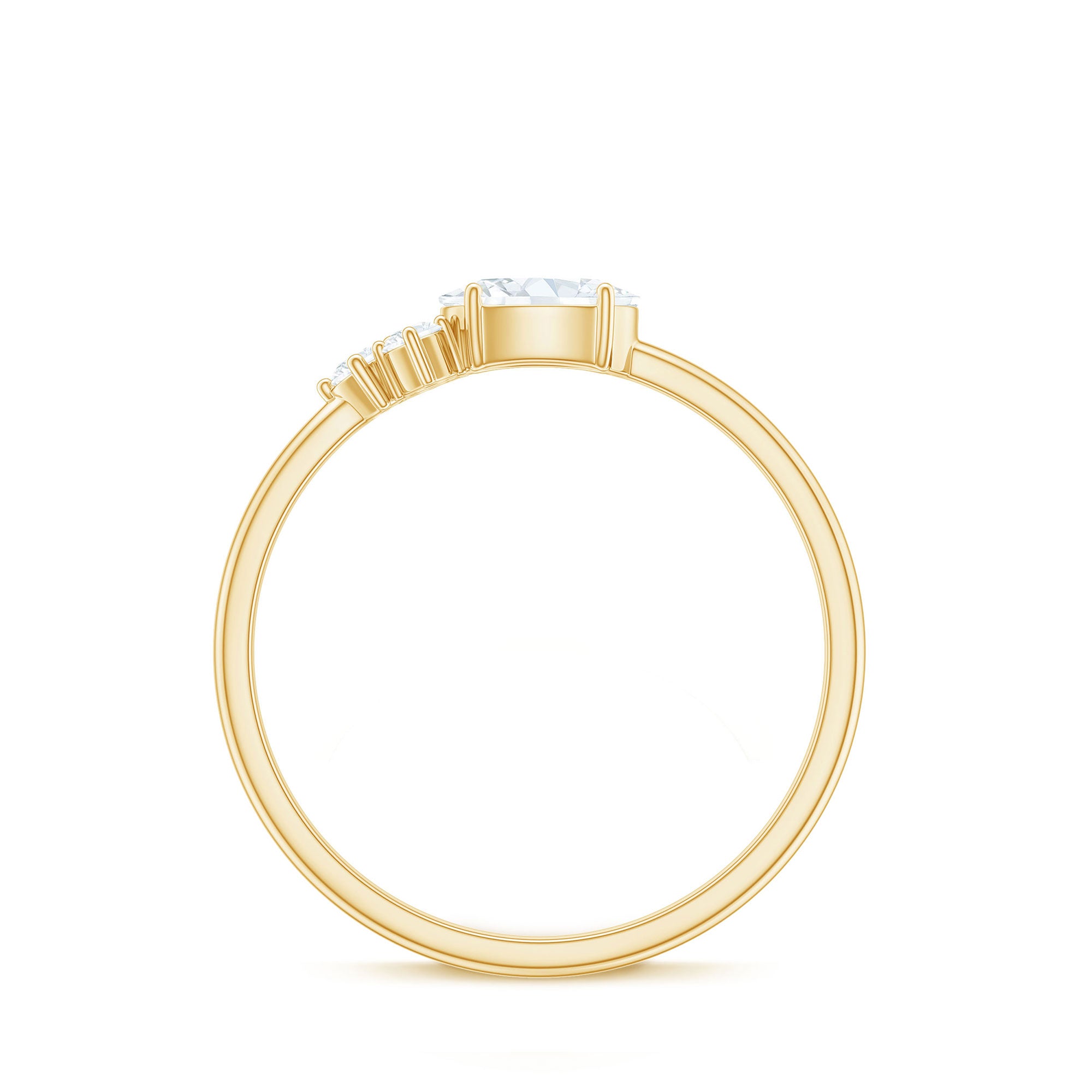 Oval and Round Moissanite Promise Ring for Her D-VS1 - Rosec Jewels