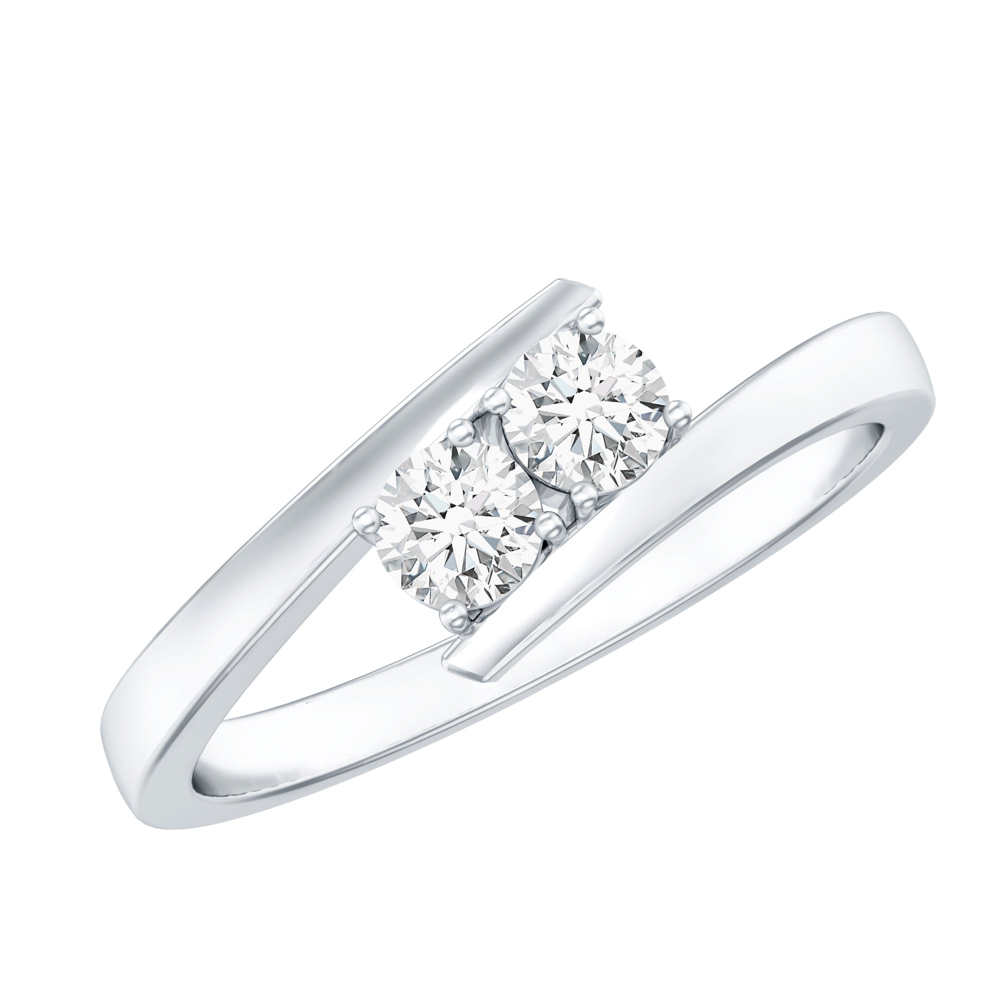 Certified Two Stone Moissanite Commitment Ring For Her D-VS1 - Rosec Jewels